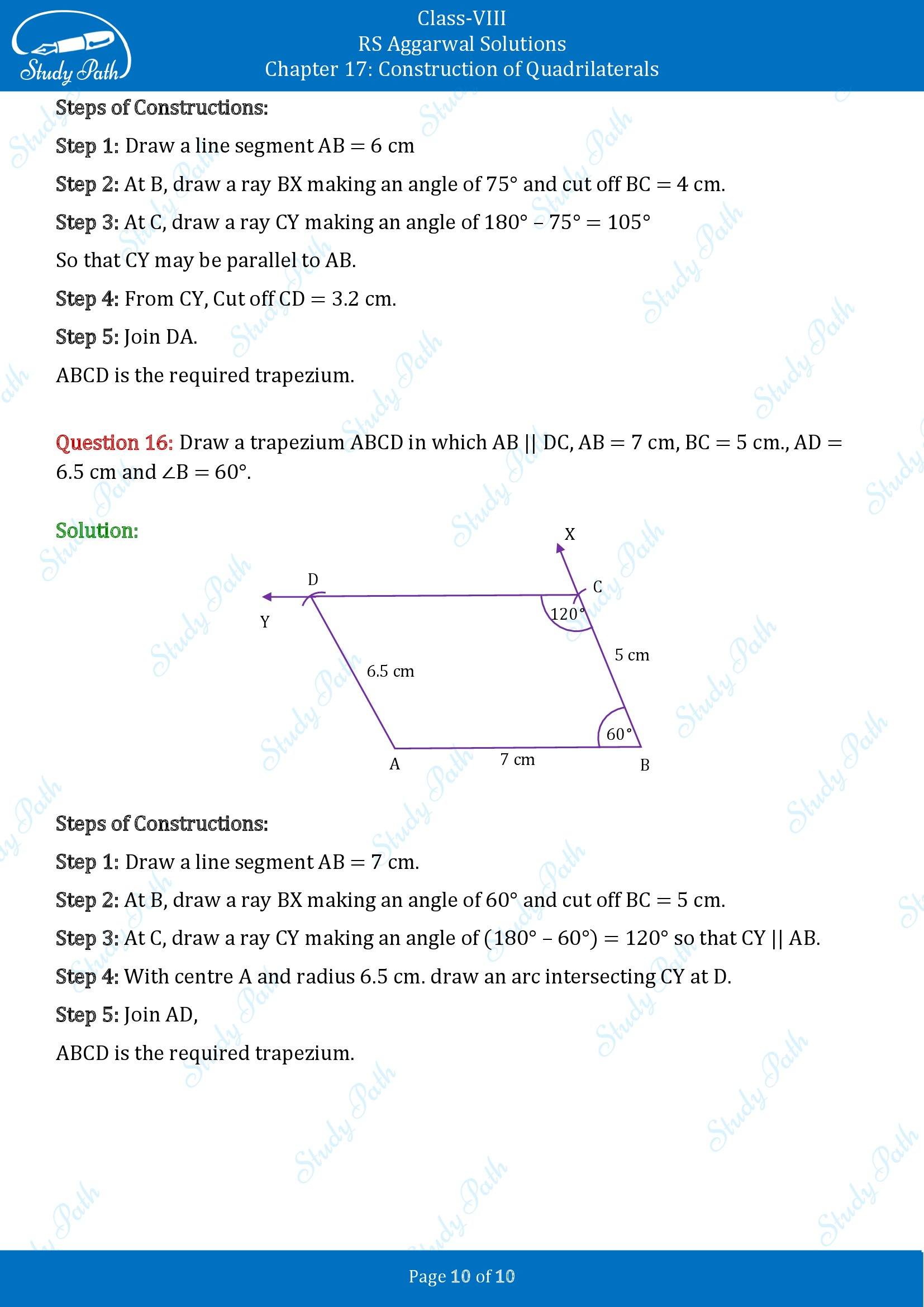 RS Aggarwal Solutions Class 8 Chapter 17 Construction of Quadrilaterals Exercise 17B 00010
