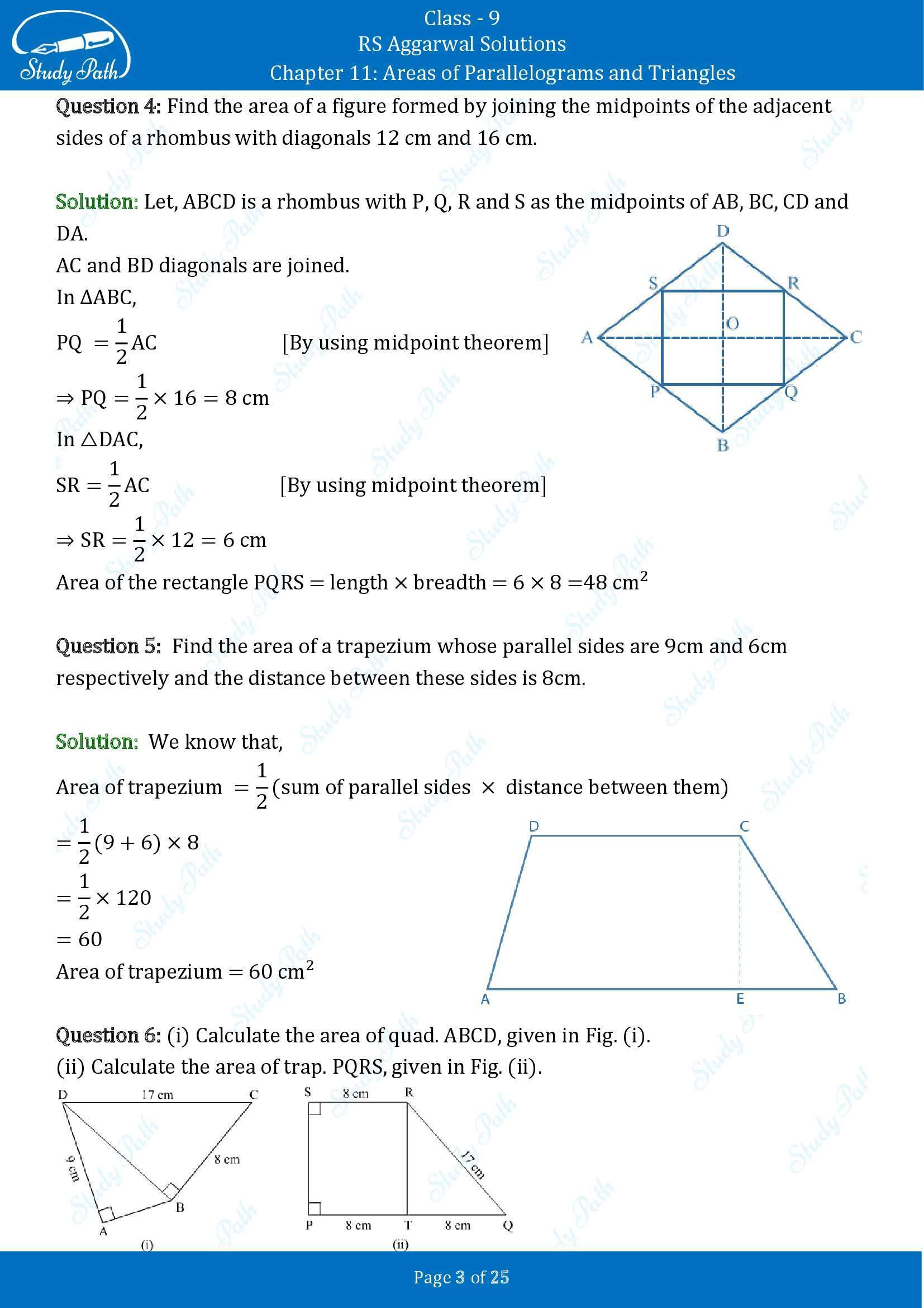 RS Aggarwal Solutions Class 9 Chapter 11 Areas of Parallelograms and Triangles Exercise 11 00003