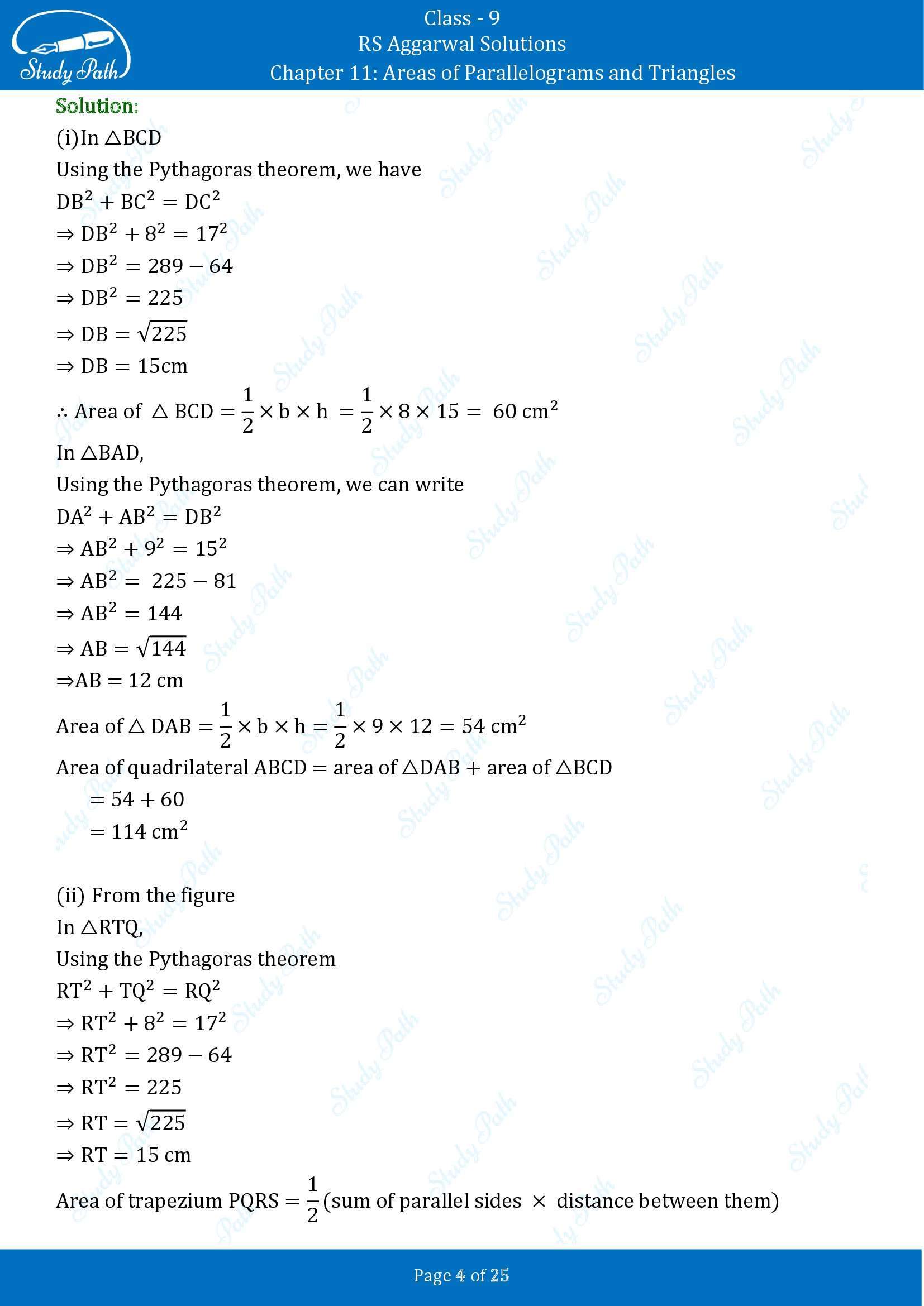 RS Aggarwal Solutions Class 9 Chapter 11 Areas of Parallelograms and Triangles Exercise 11 00004