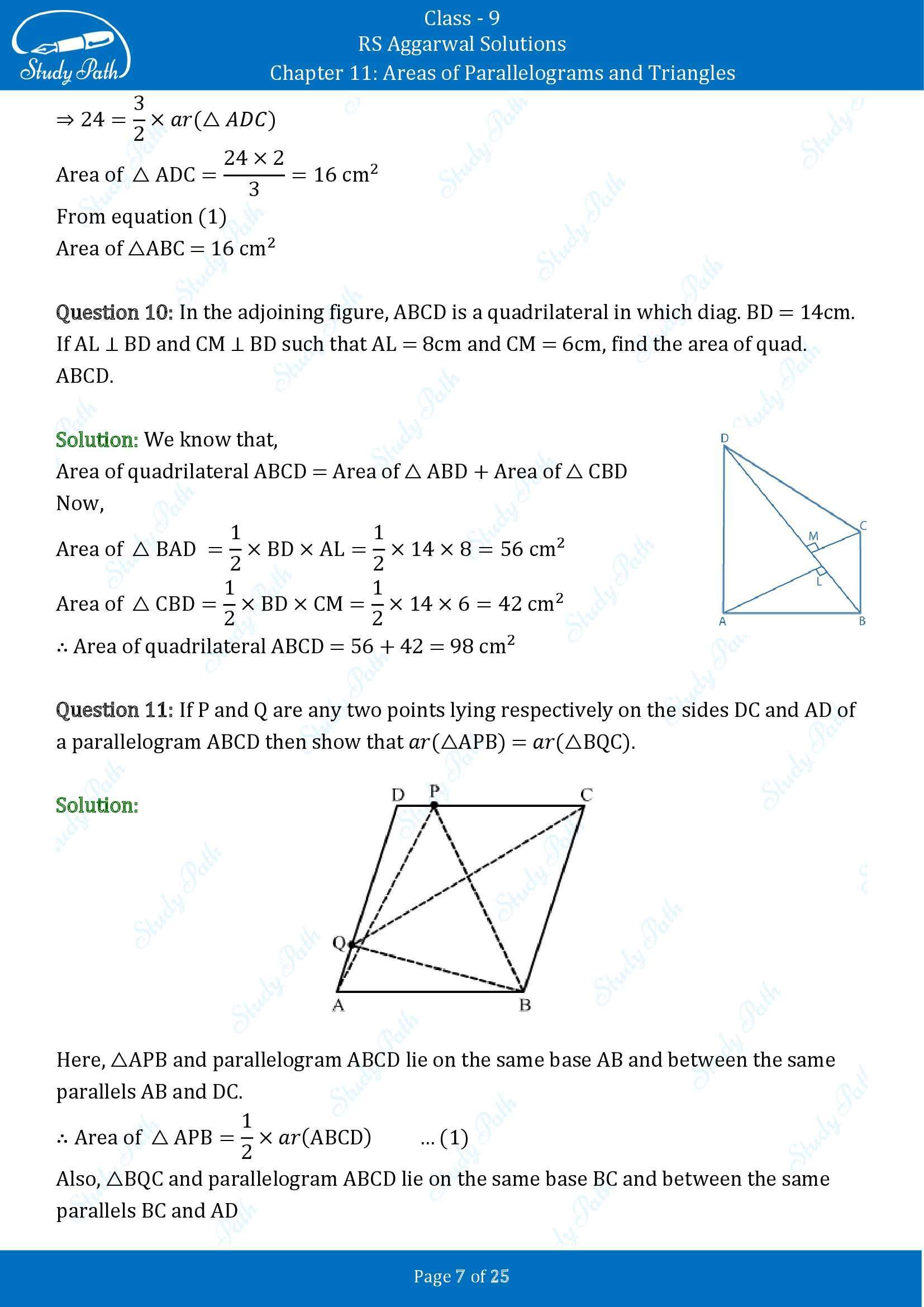 RS Aggarwal Solutions Class 9 Chapter 11 Areas of Parallelograms and Triangles Exercise 11 00007