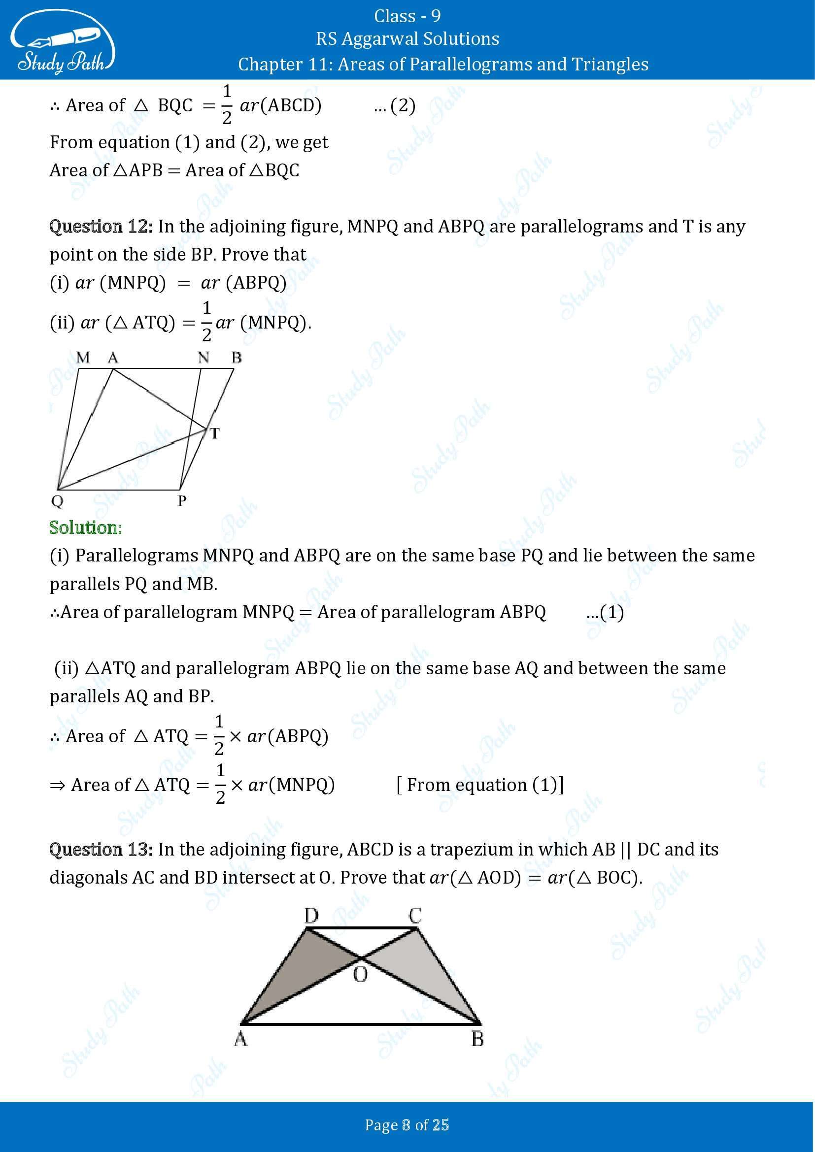RS Aggarwal Solutions Class 9 Chapter 11 Areas of Parallelograms and Triangles Exercise 11 00008