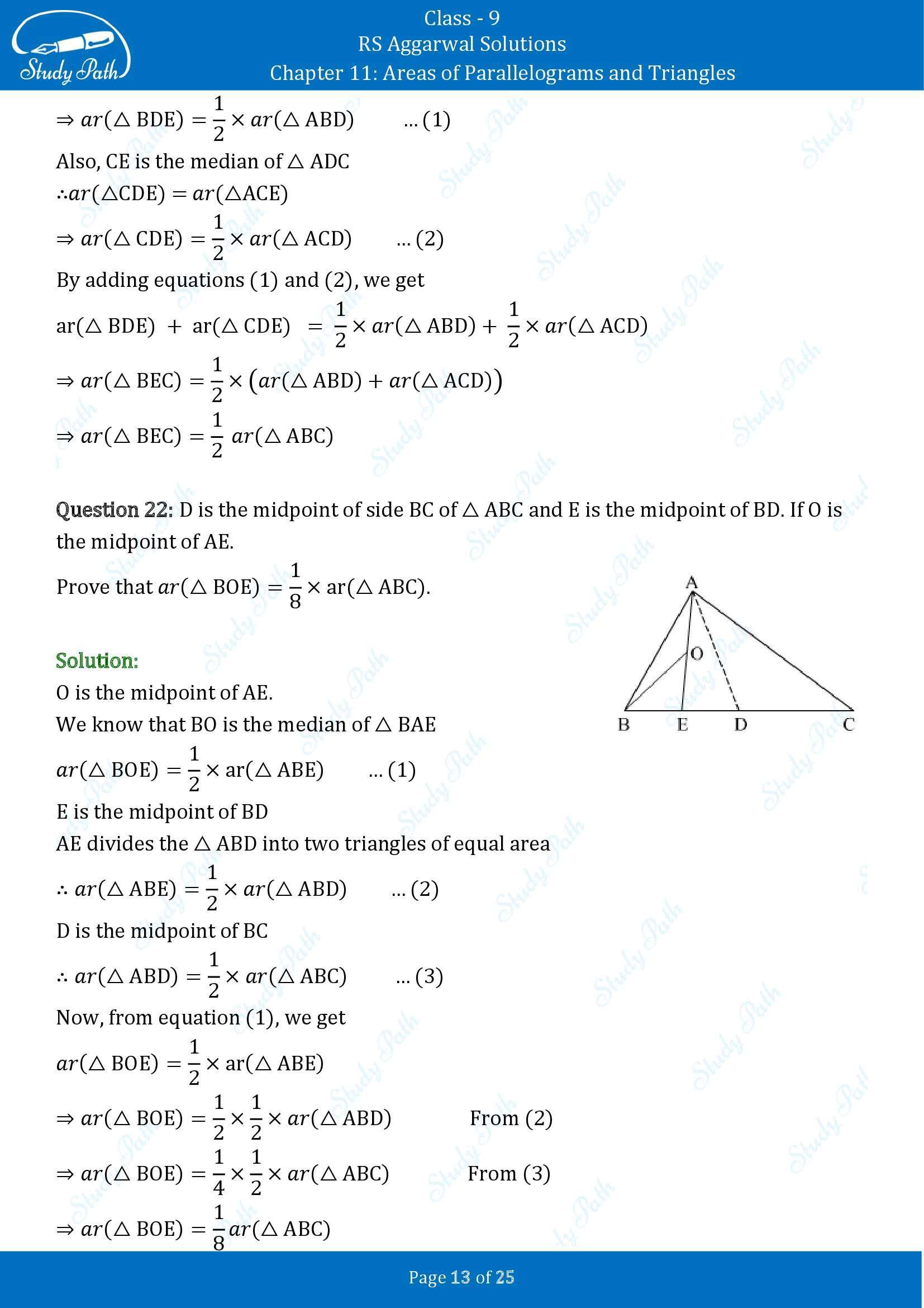 RS Aggarwal Solutions Class 9 Chapter 11 Areas of Parallelograms and Triangles Exercise 11 00013