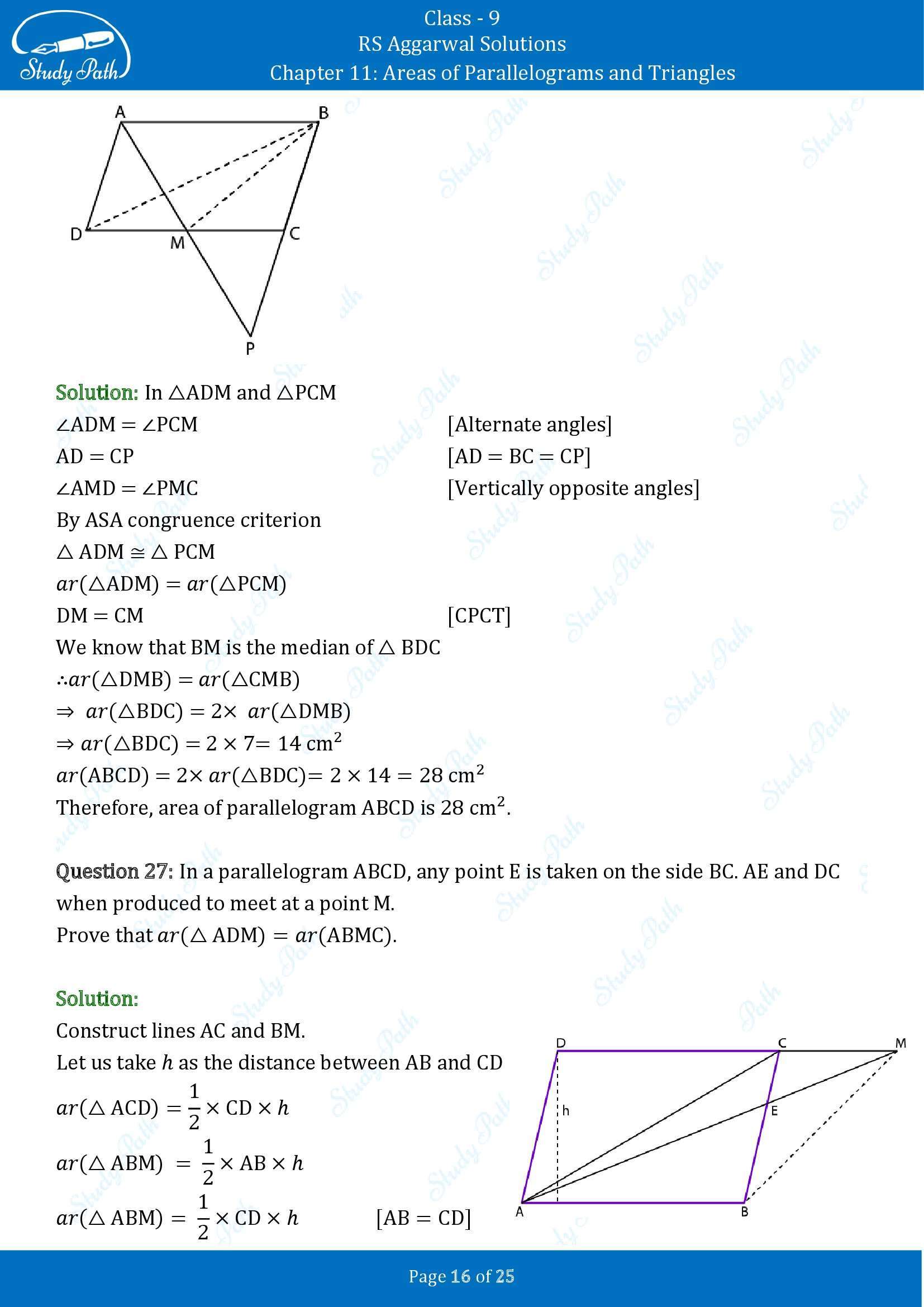RS Aggarwal Solutions Class 9 Chapter 11 Areas of Parallelograms and Triangles Exercise 11 00016
