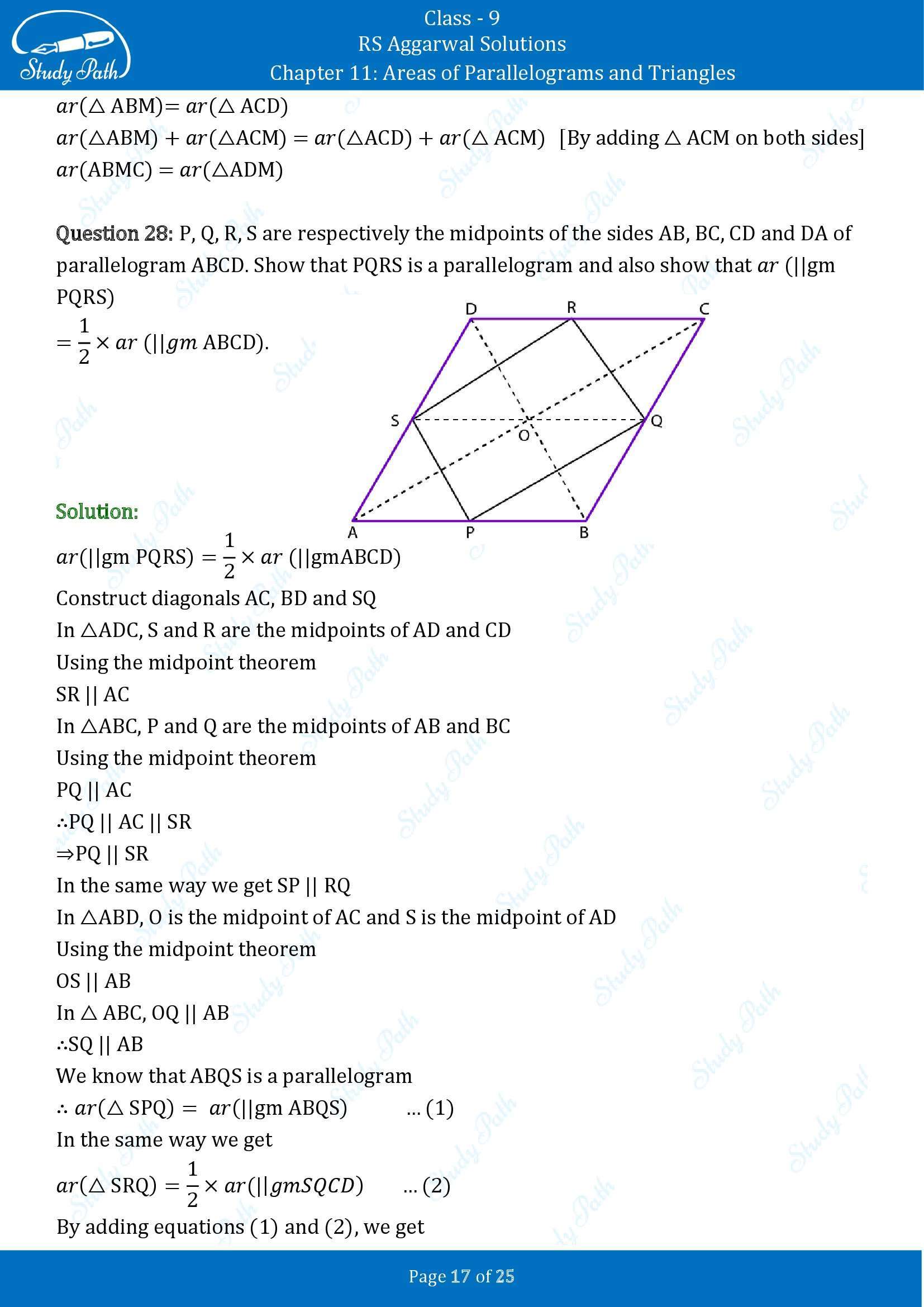 RS Aggarwal Solutions Class 9 Chapter 11 Areas of Parallelograms and Triangles Exercise 11 00017