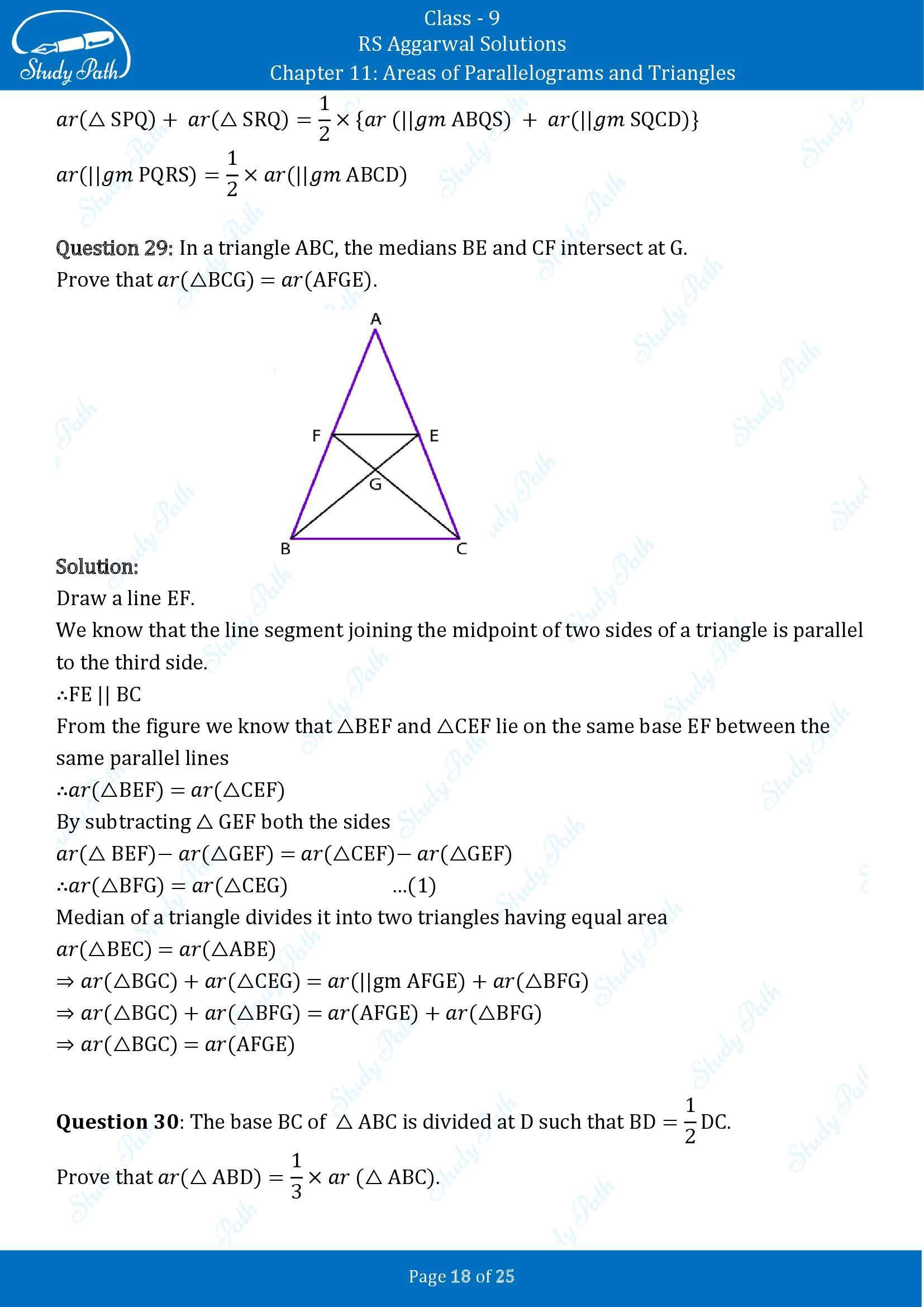 RS Aggarwal Solutions Class 9 Chapter 11 Areas of Parallelograms and Triangles Exercise 11 00018