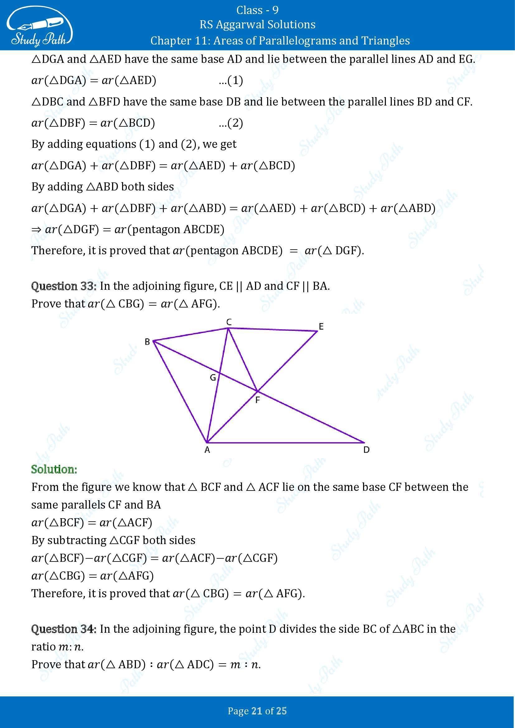 RS Aggarwal Solutions Class 9 Chapter 11 Areas of Parallelograms and Triangles Exercise 11 00021