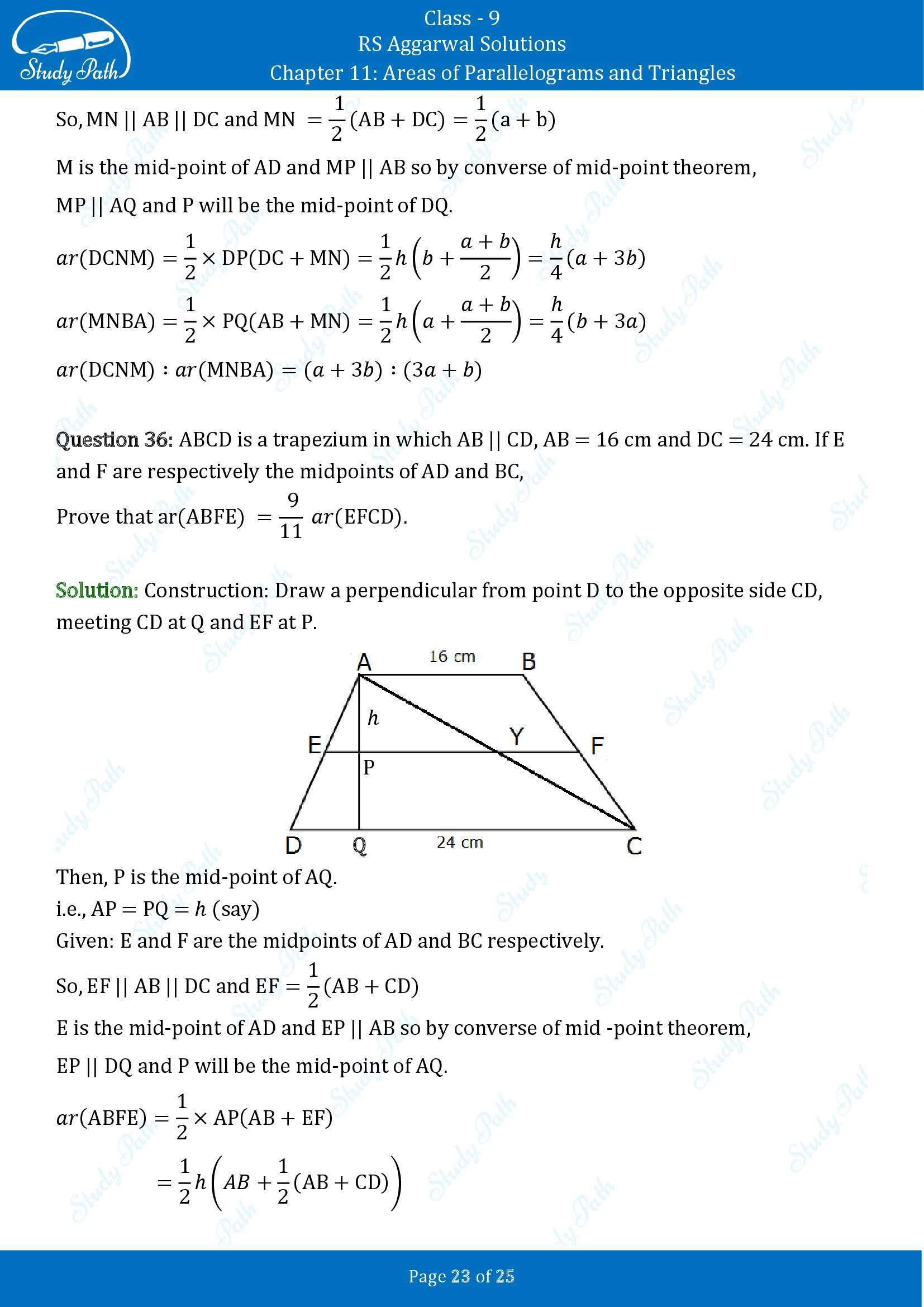 RS Aggarwal Solutions Class 9 Chapter 11 Areas of Parallelograms and Triangles Exercise 11 00023