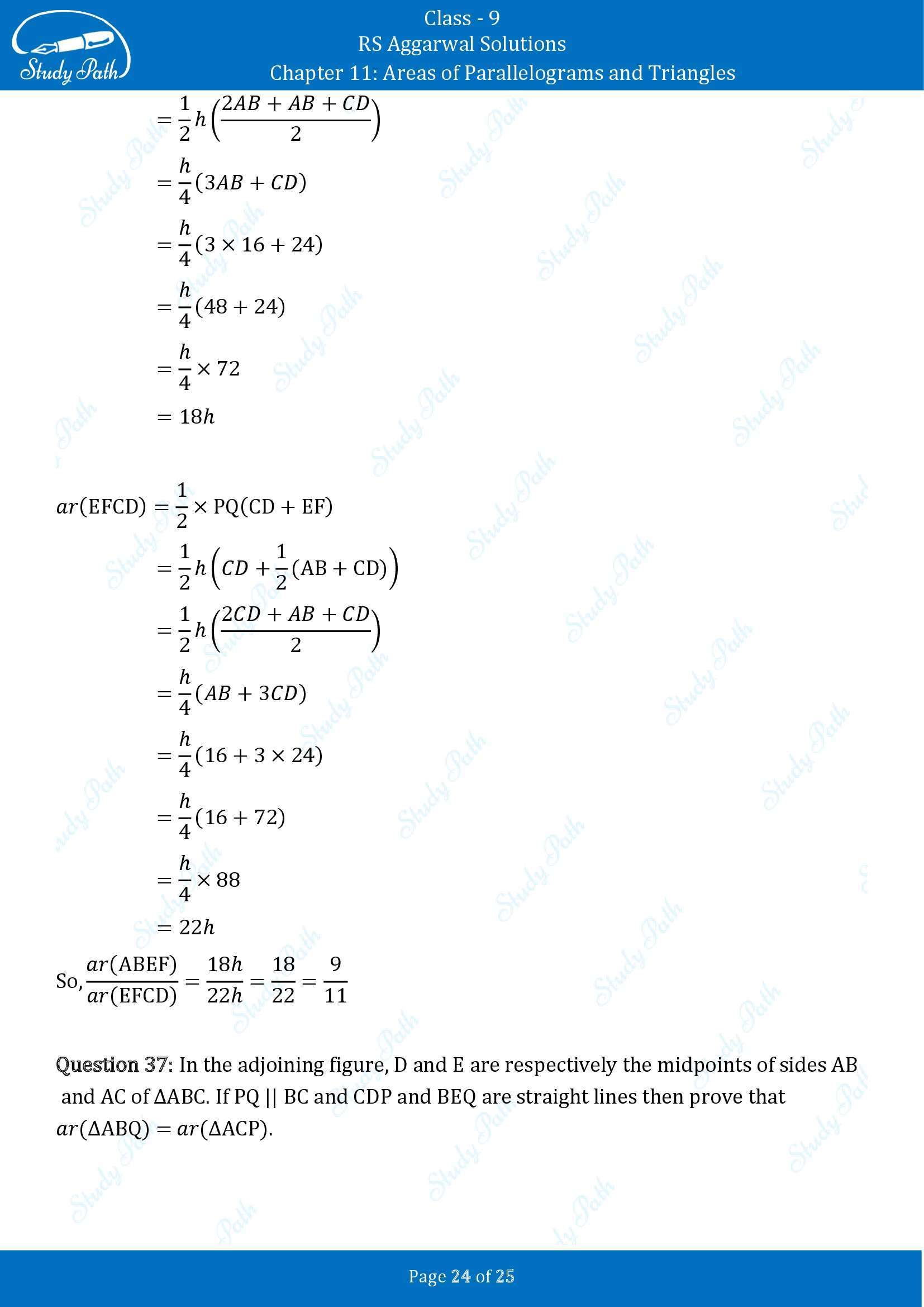 RS Aggarwal Solutions Class 9 Chapter 11 Areas of Parallelograms and Triangles Exercise 11 00024