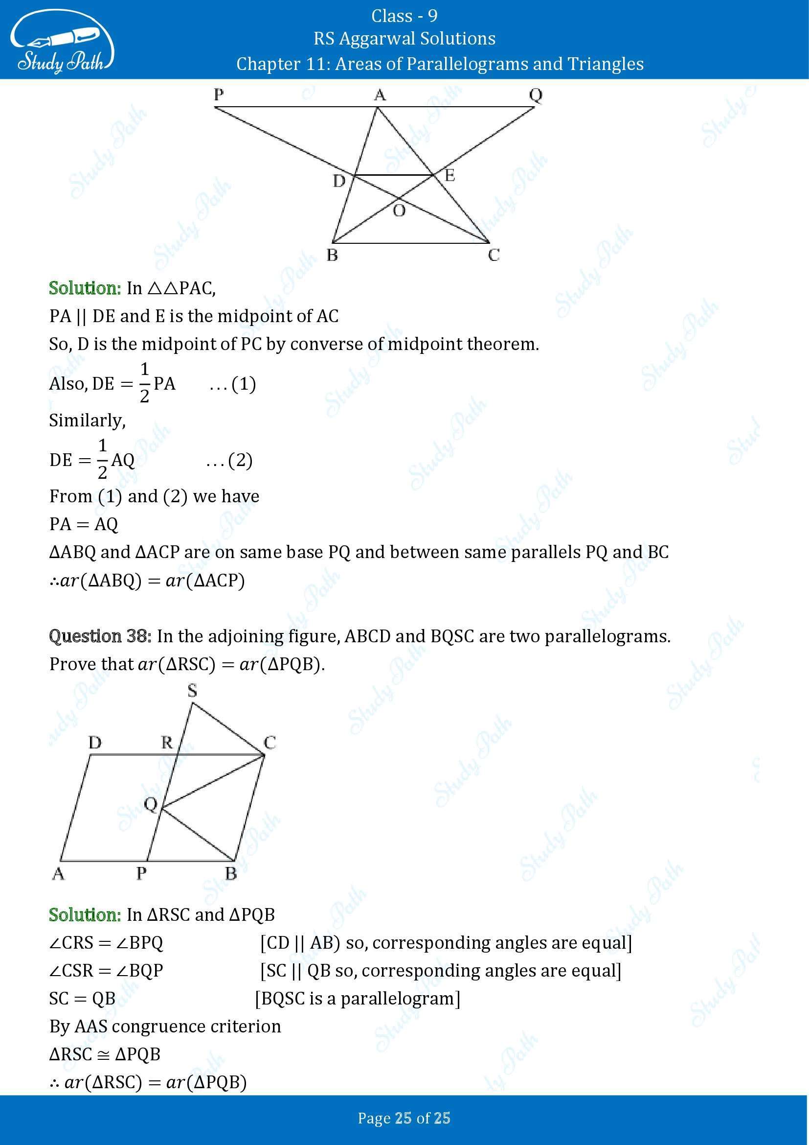 RS Aggarwal Solutions Class 9 Chapter 11 Areas of Parallelograms and Triangles Exercise 11 00025