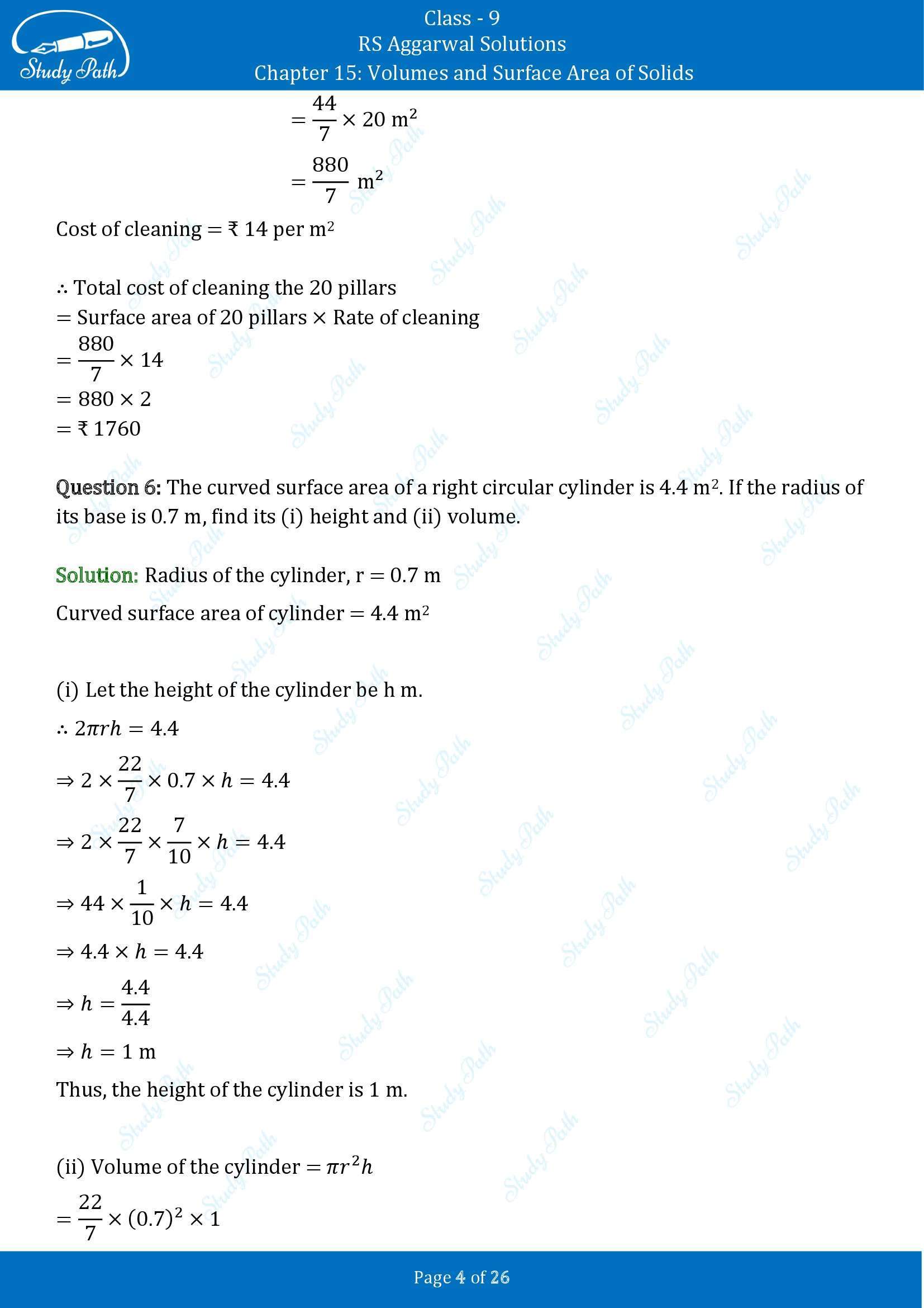 RS Aggarwal Solutions Class 9 Chapter 15 Volumes and Surface Area of Solids Exercise 15B 00004