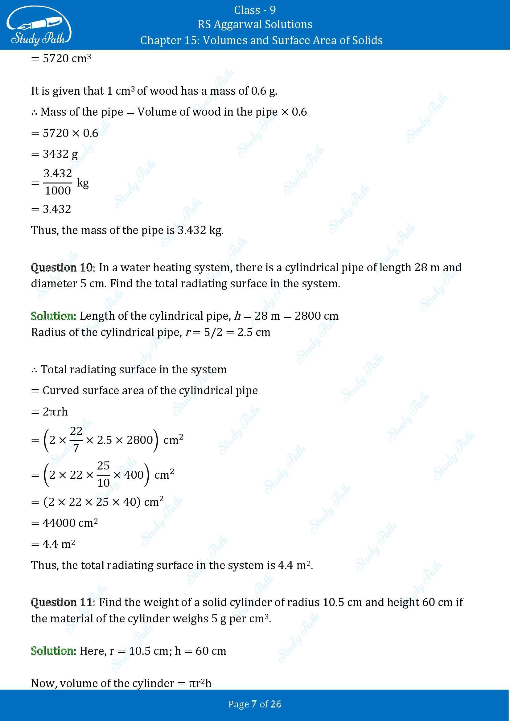 RS Aggarwal Solutions Class 9 Chapter 15 Volumes and Surface Area of Solids Exercise 15B 00007