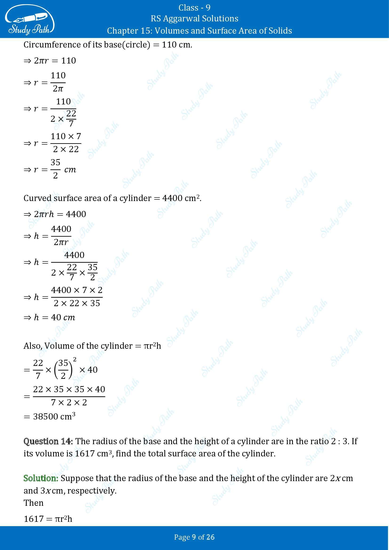 RS Aggarwal Solutions Class 9 Chapter 15 Volumes and Surface Area of Solids Exercise 15B 00009