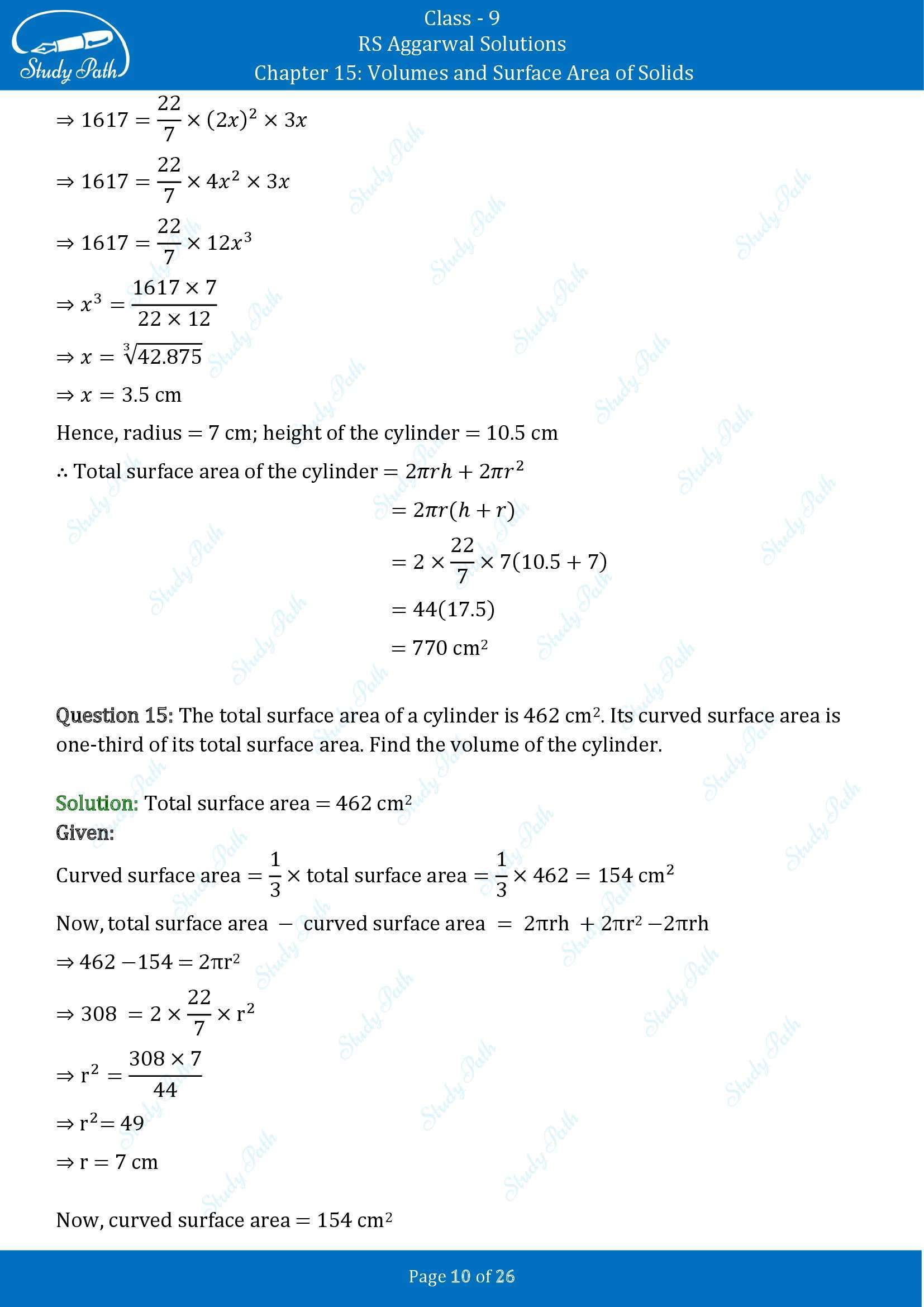 RS Aggarwal Solutions Class 9 Chapter 15 Volumes and Surface Area of Solids Exercise 15B 00010