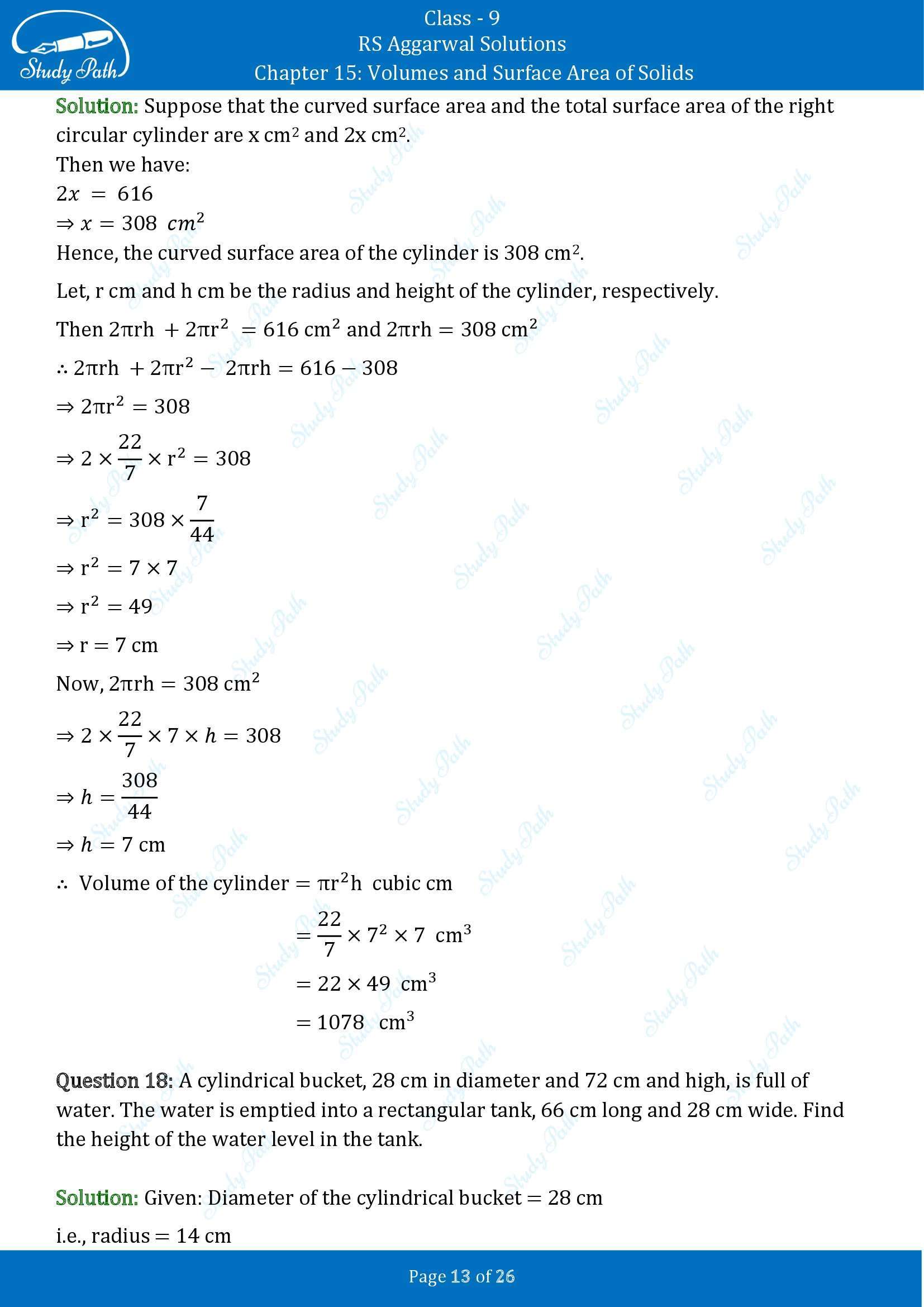 RS Aggarwal Solutions Class 9 Chapter 15 Volumes and Surface Area of Solids Exercise 15B 00013