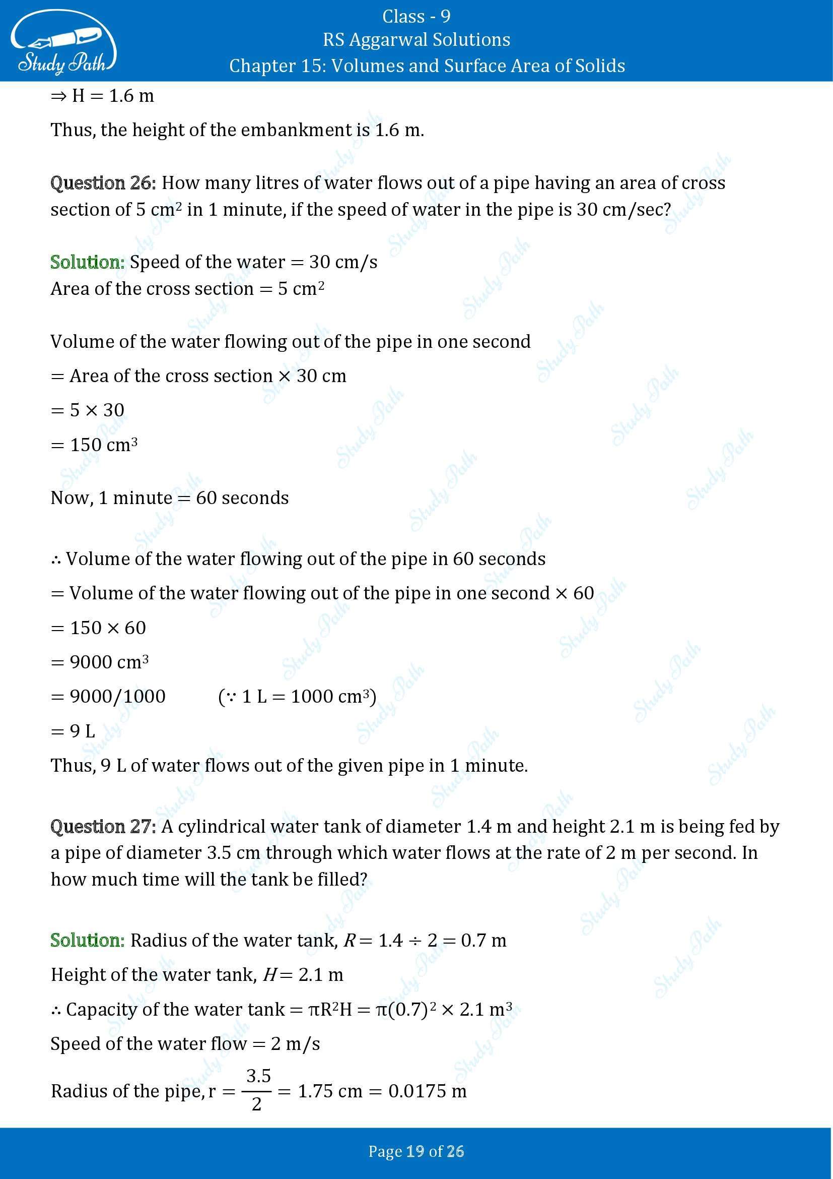 RS Aggarwal Solutions Class 9 Chapter 15 Volumes and Surface Area of Solids Exercise 15B 00019