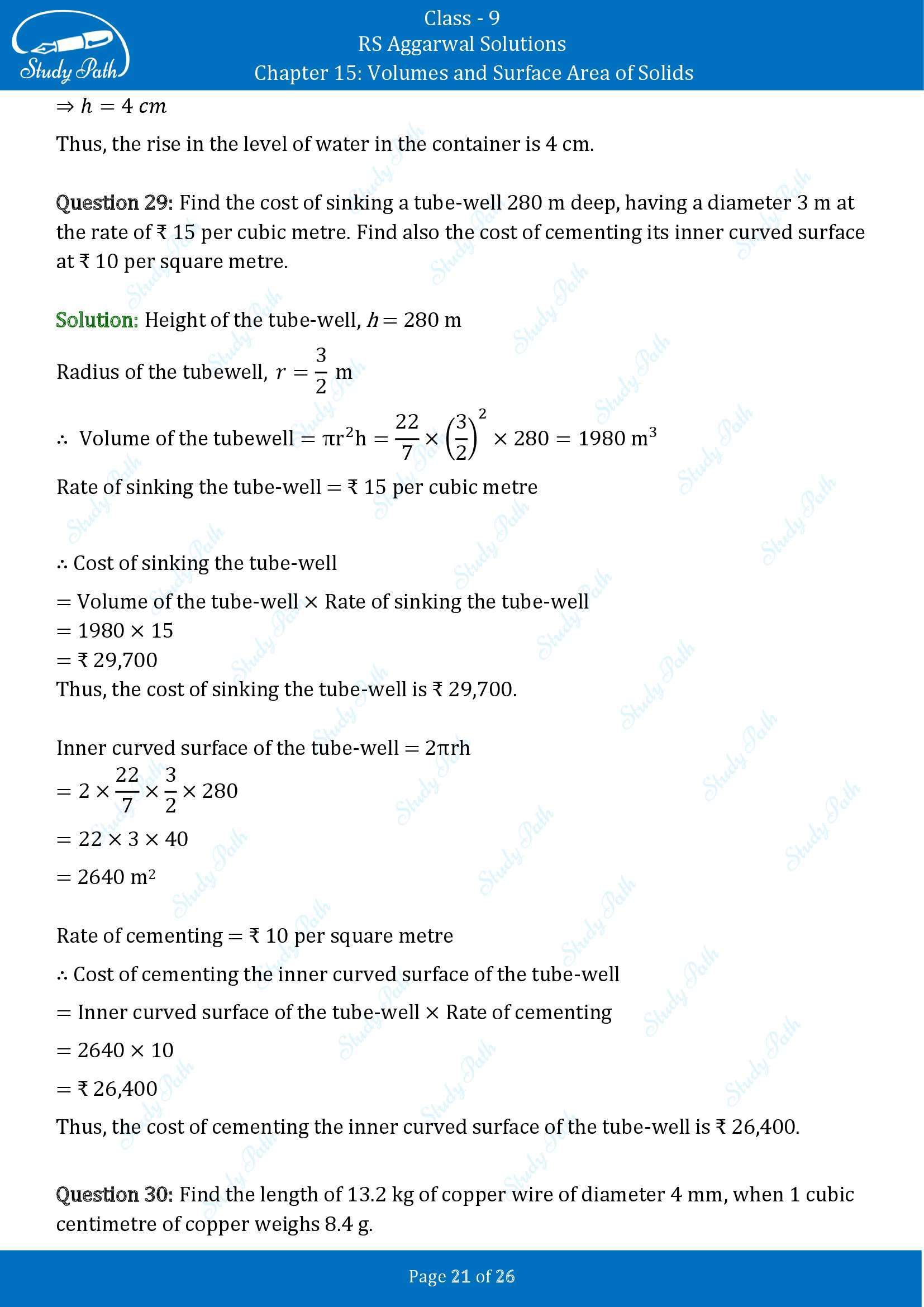 RS Aggarwal Solutions Class 9 Chapter 15 Volumes and Surface Area of Solids Exercise 15B 00021