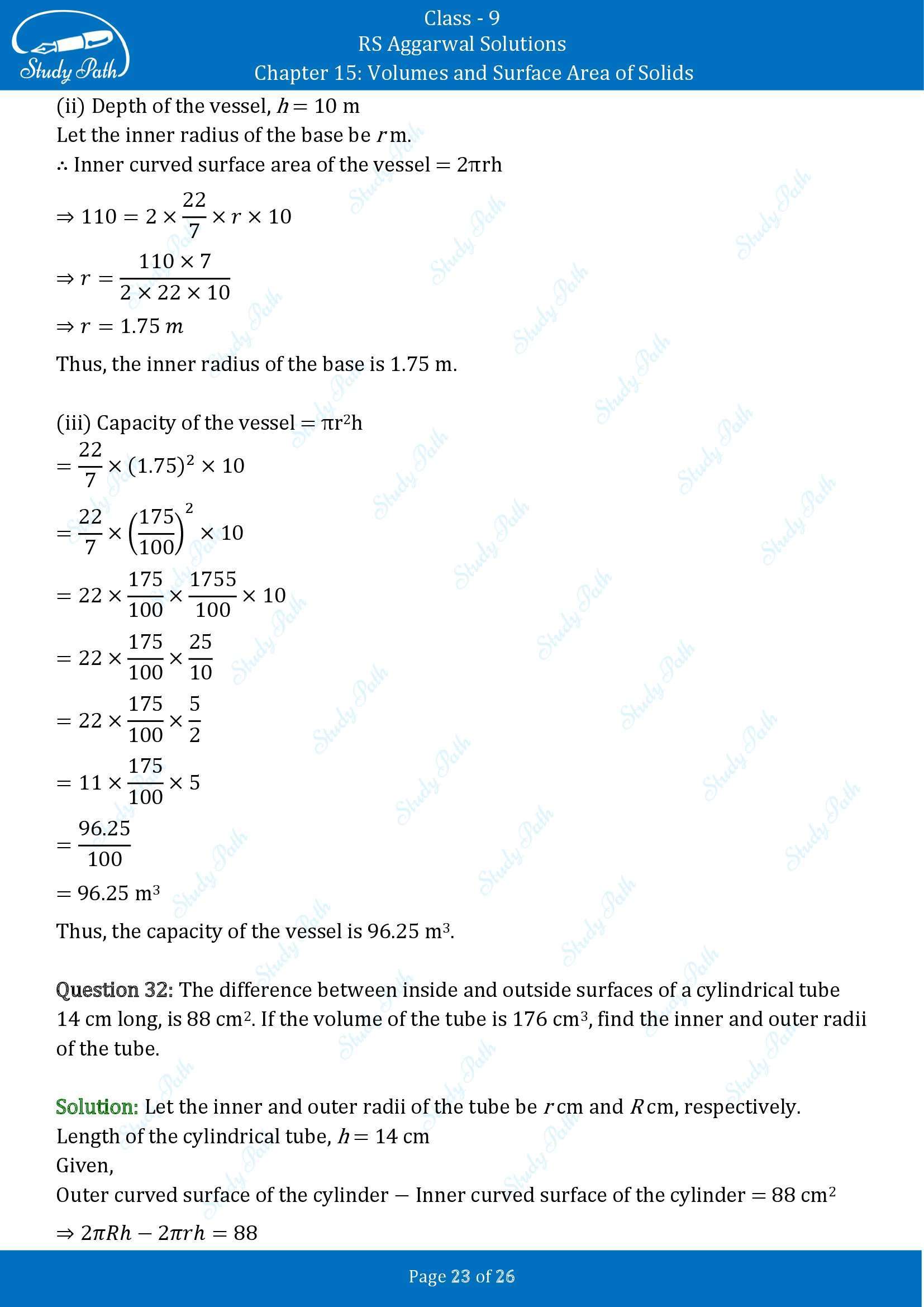 RS Aggarwal Solutions Class 9 Chapter 15 Volumes and Surface Area of Solids Exercise 15B 00023