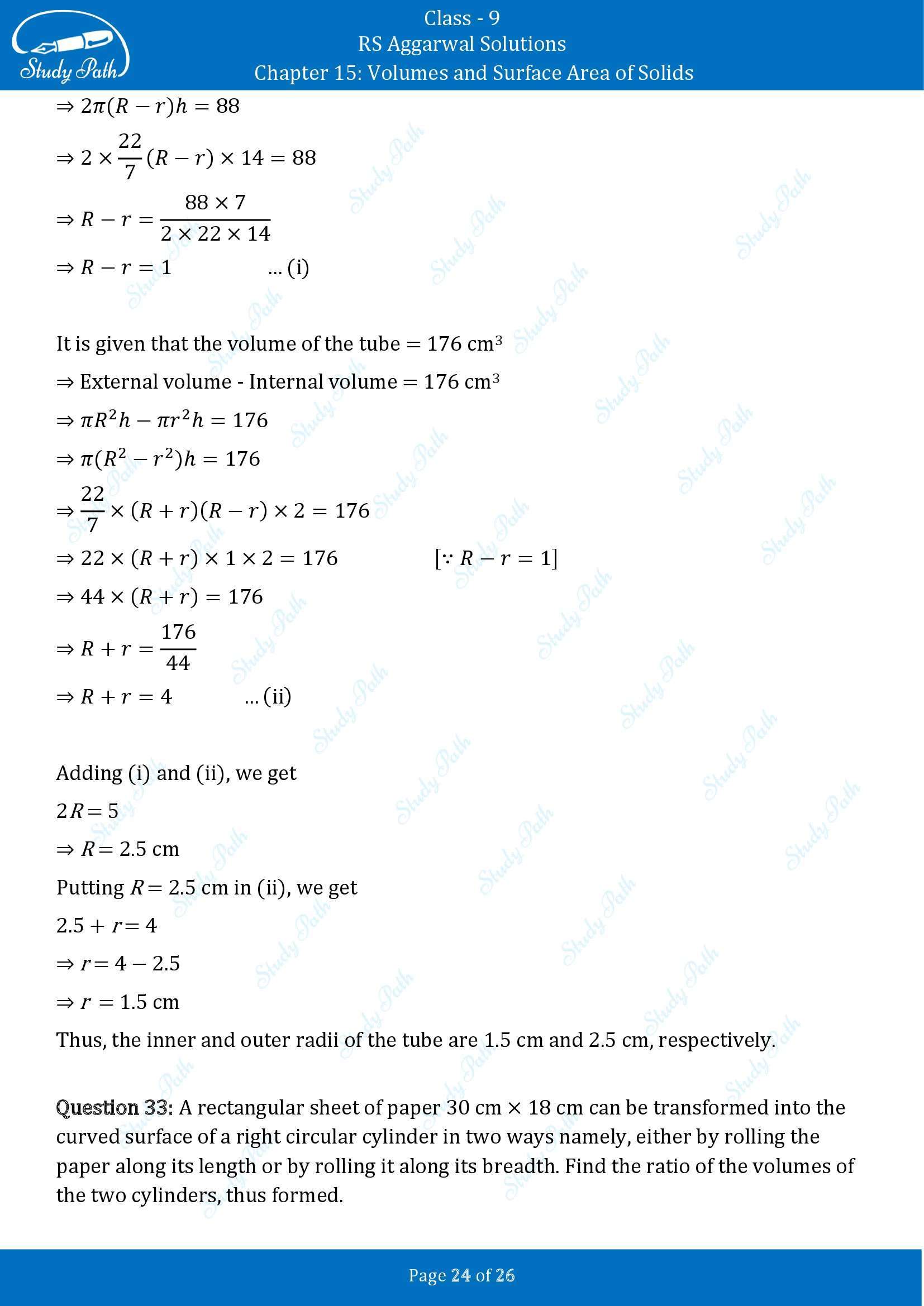 RS Aggarwal Solutions Class 9 Chapter 15 Volumes and Surface Area of Solids Exercise 15B 00024