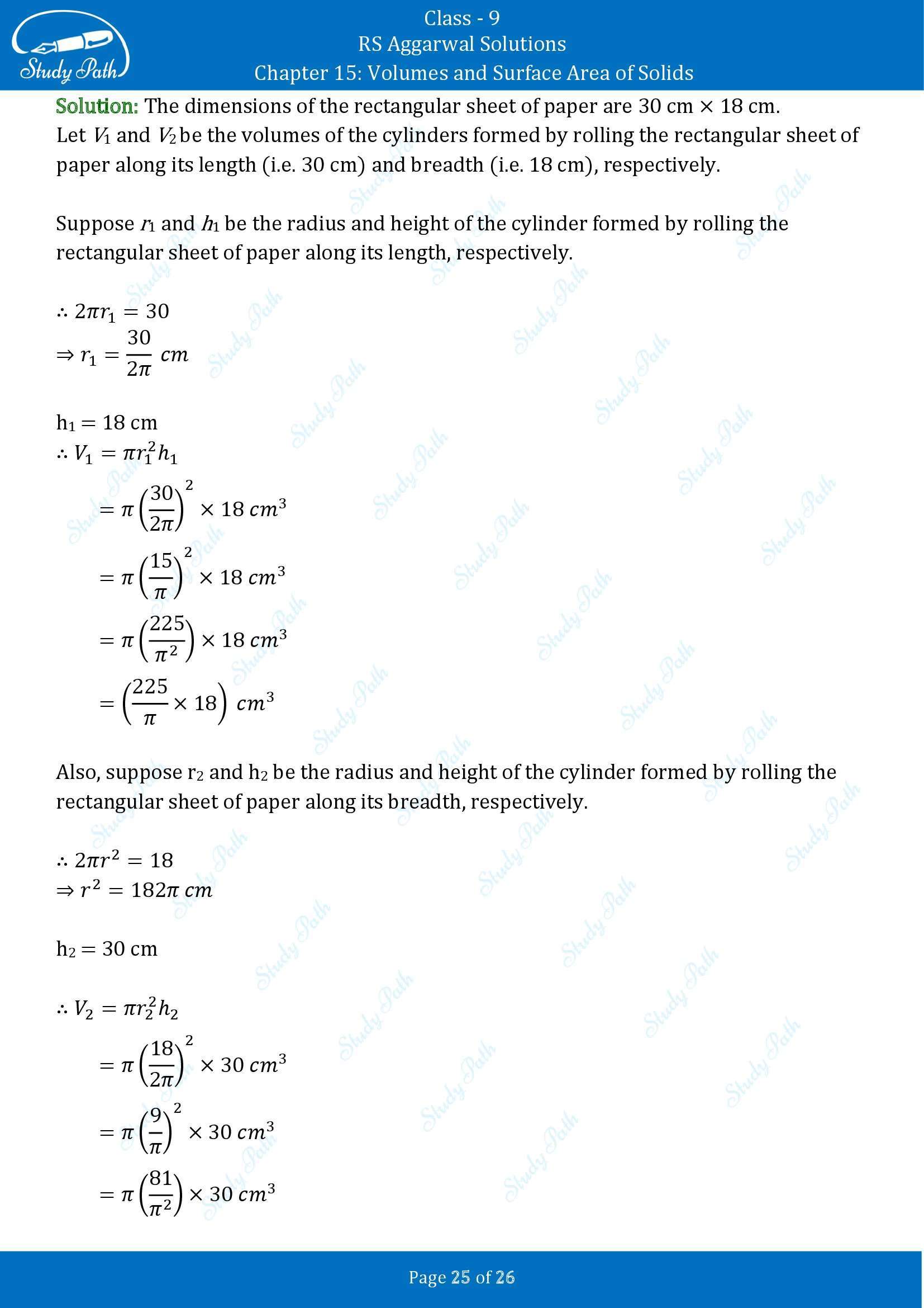 RS Aggarwal Solutions Class 9 Chapter 15 Volumes and Surface Area of Solids Exercise 15B 00025