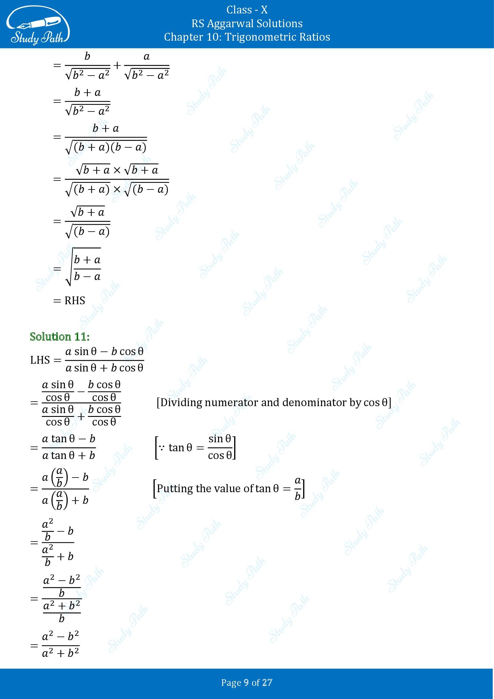 RS Aggarwal Solutions for Class 10 Chapter 10 Trigonometric Ratios Exercise 10 00009