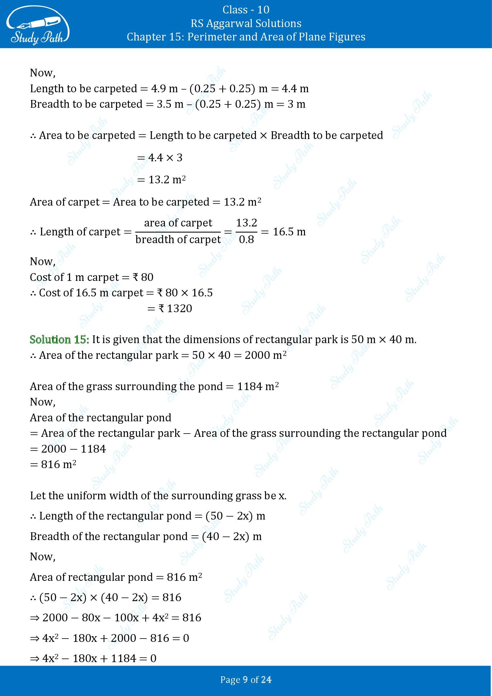 RS Aggarwal Solutions for Class 10 Chapter 15 Perimeter and Area of Plane Figures Exercise 15B 00009