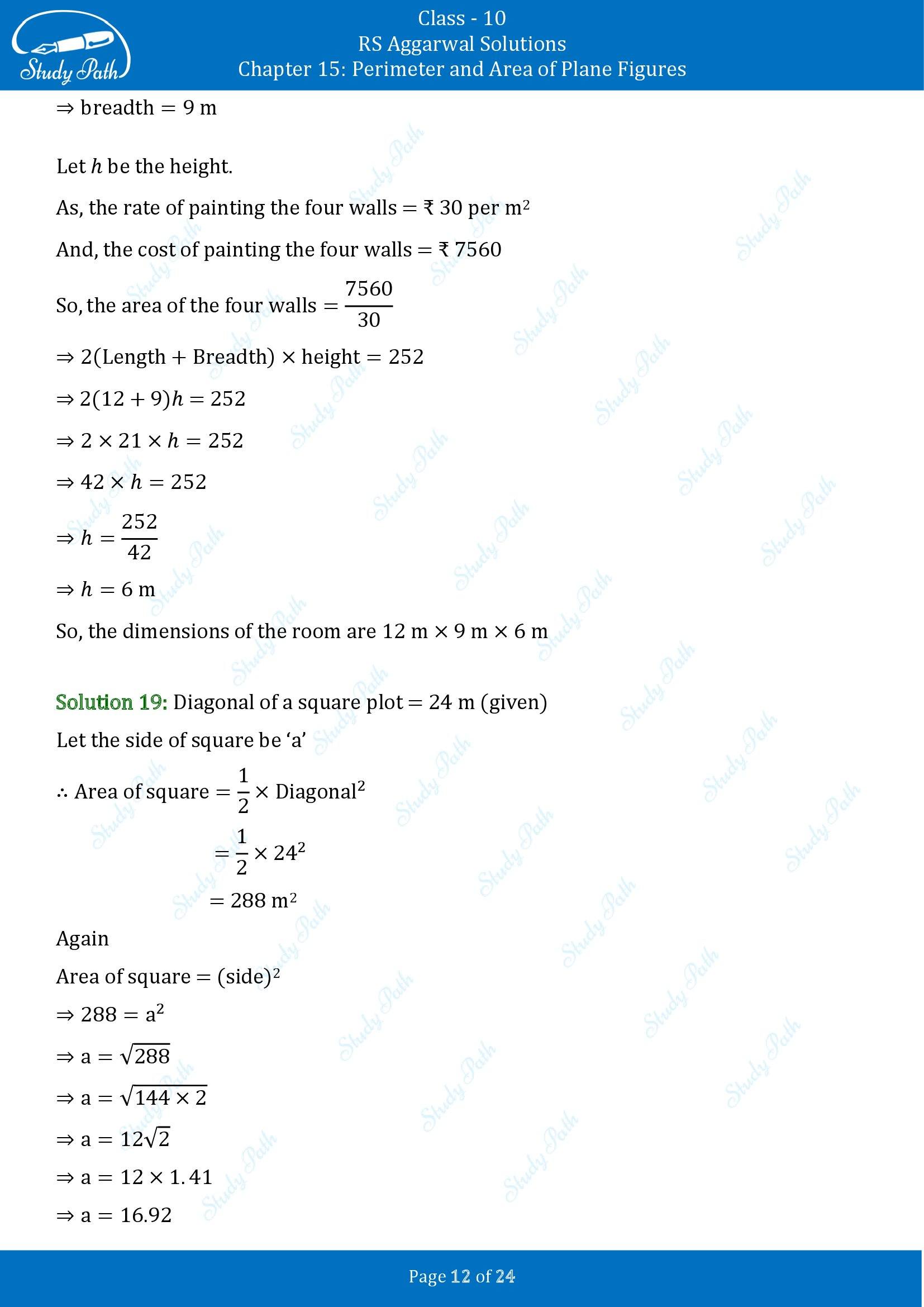 RS Aggarwal Solutions for Class 10 Chapter 15 Perimeter and Area of Plane Figures Exercise 15B 00012