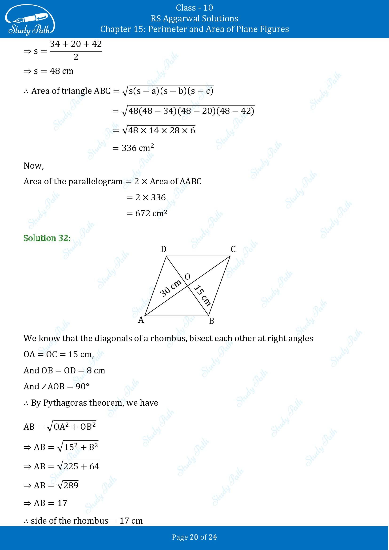 RS Aggarwal Solutions for Class 10 Chapter 15 Perimeter and Area of Plane Figures Exercise 15B 00020