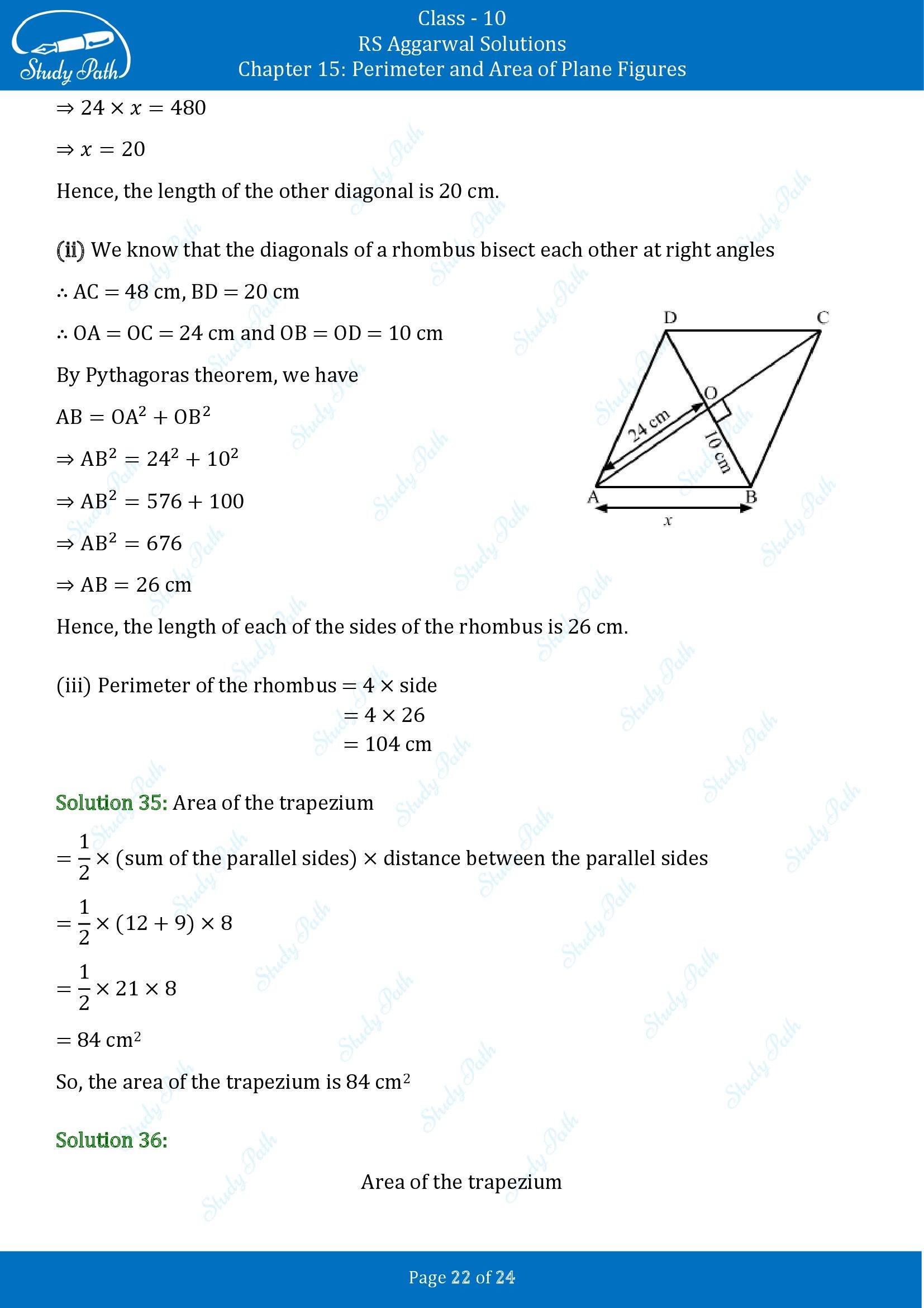 RS Aggarwal Solutions for Class 10 Chapter 15 Perimeter and Area of Plane Figures Exercise 15B 00022