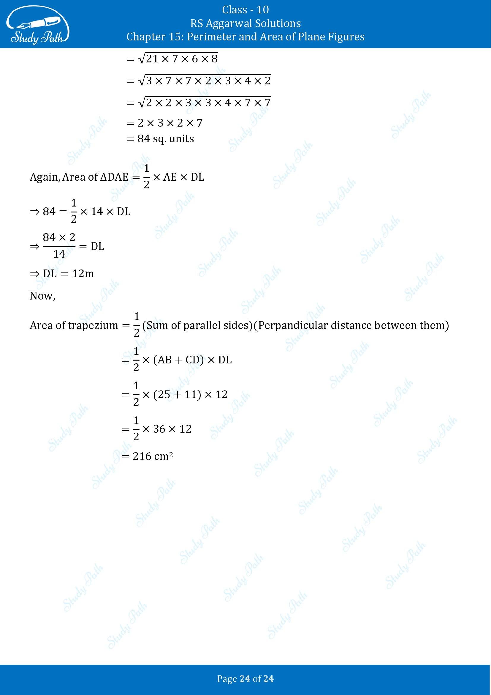 RS Aggarwal Solutions for Class 10 Chapter 15 Perimeter and Area of Plane Figures Exercise 15B 00024