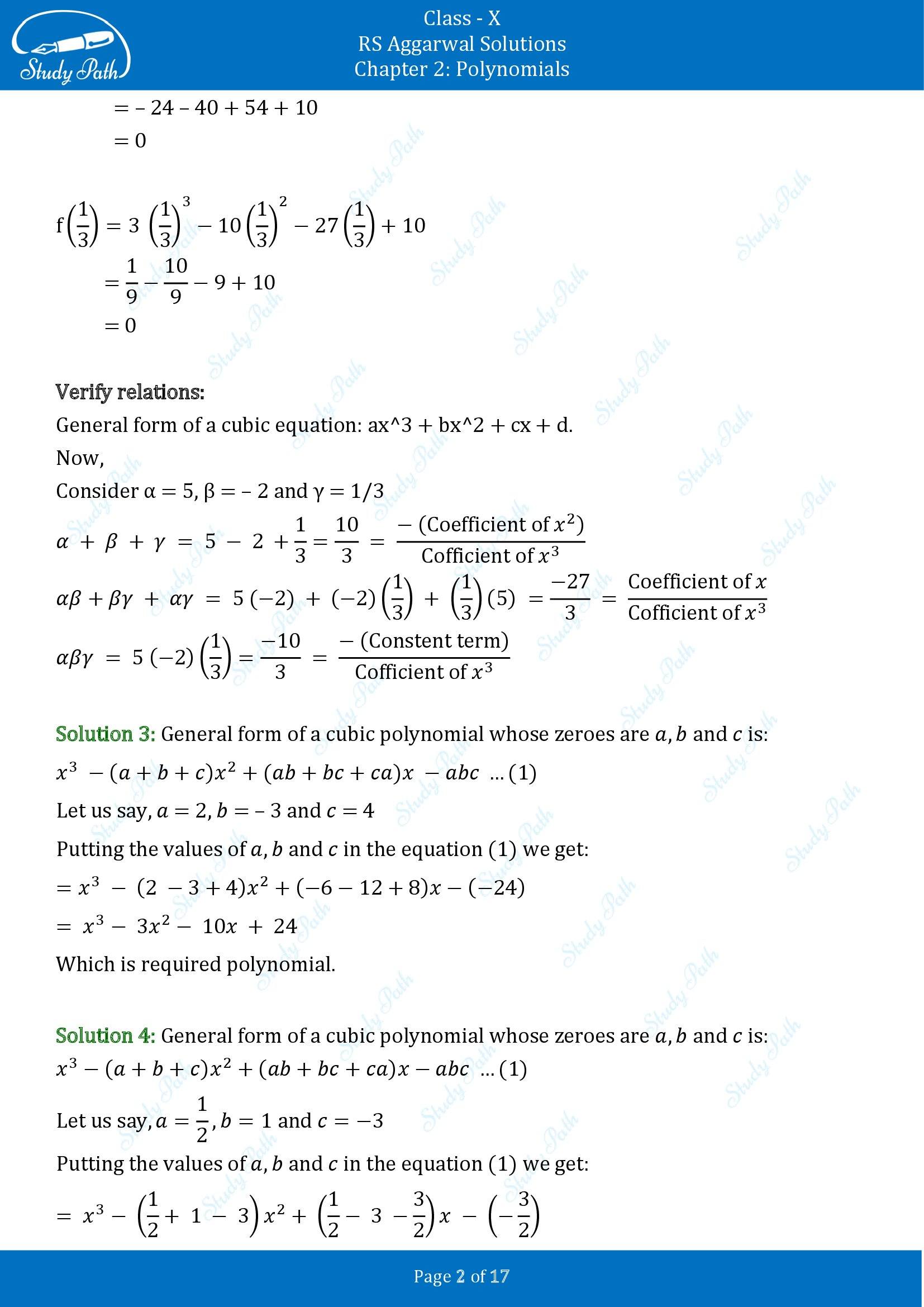 RS Aggarwal Solutions for Class 10 Chapter 2 Polynomials Exercise 2B 00002