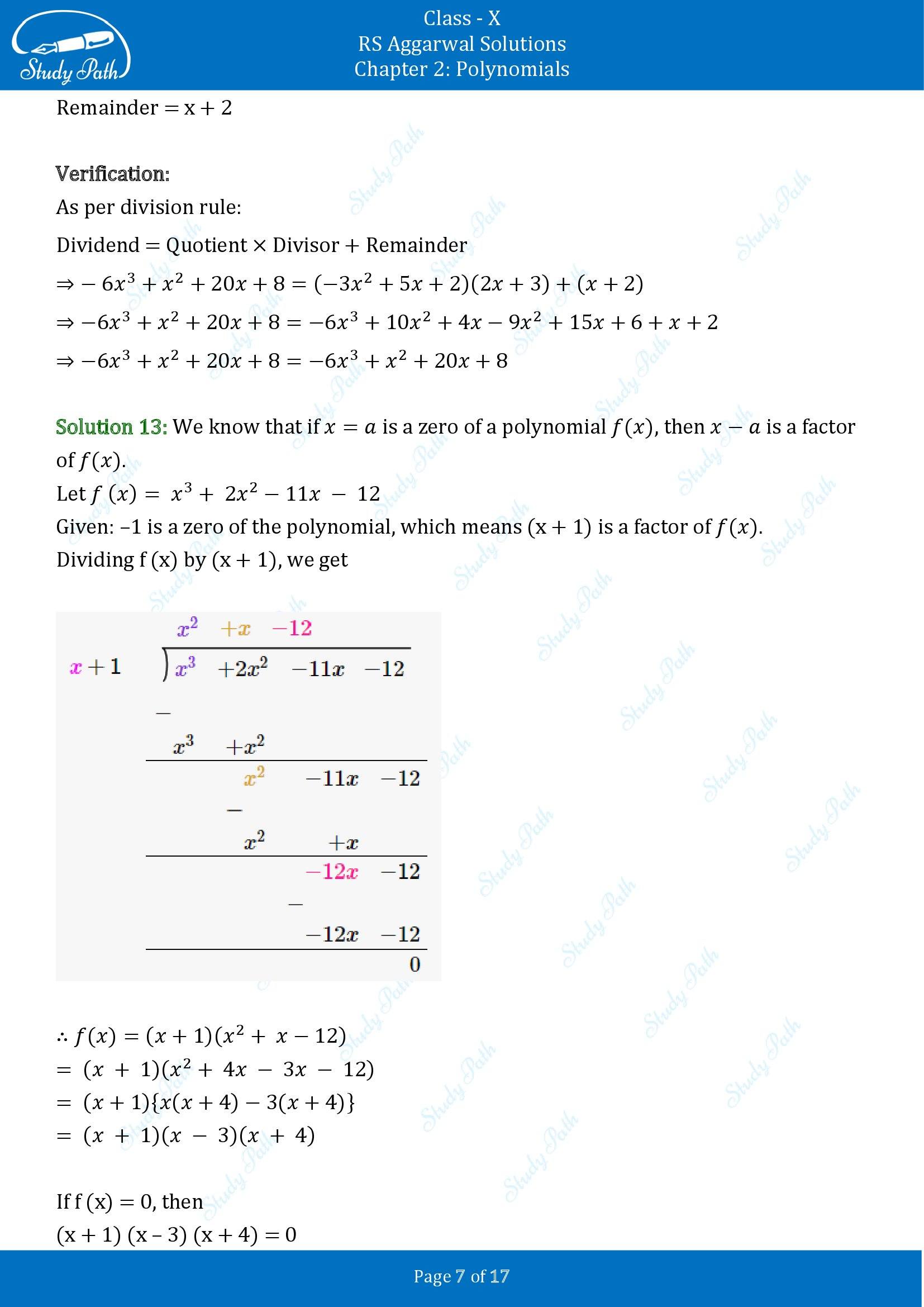 RS Aggarwal Solutions for Class 10 Chapter 2 Polynomials Exercise 2B 00007