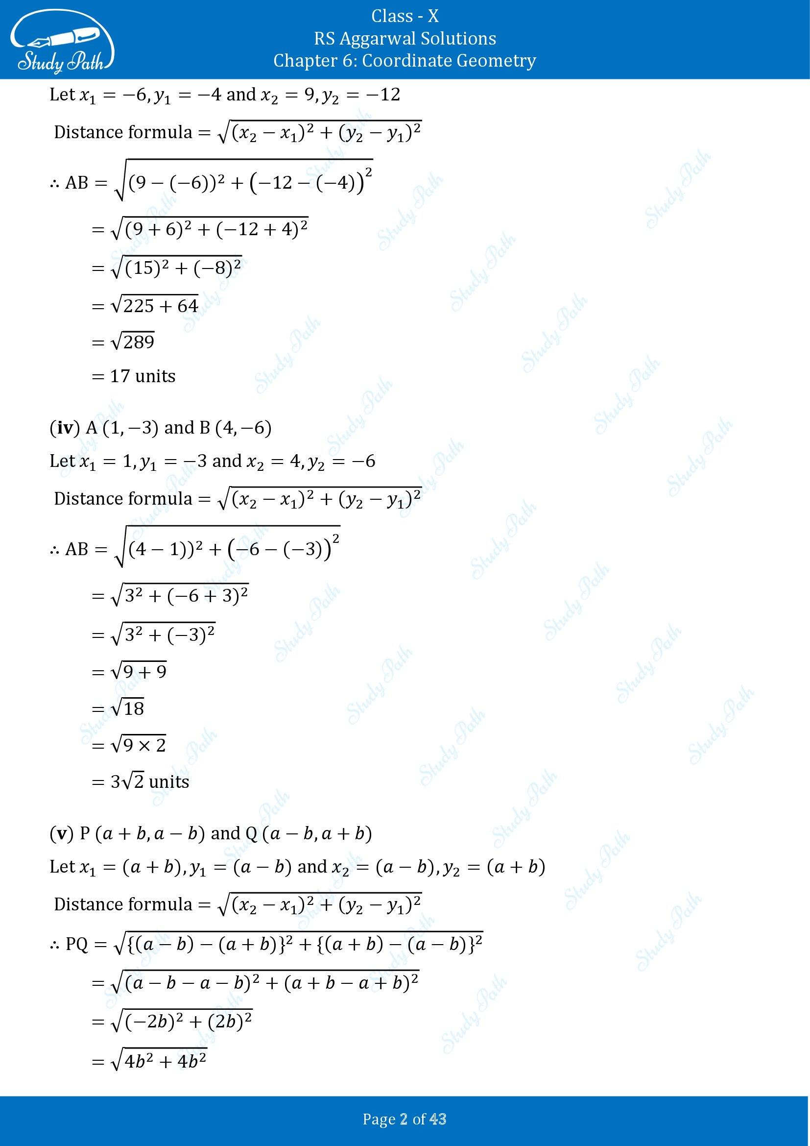 RS Aggarwal Solutions for Class 10 Chapter 6 Coordinate Geometry Exercise 6A 00002