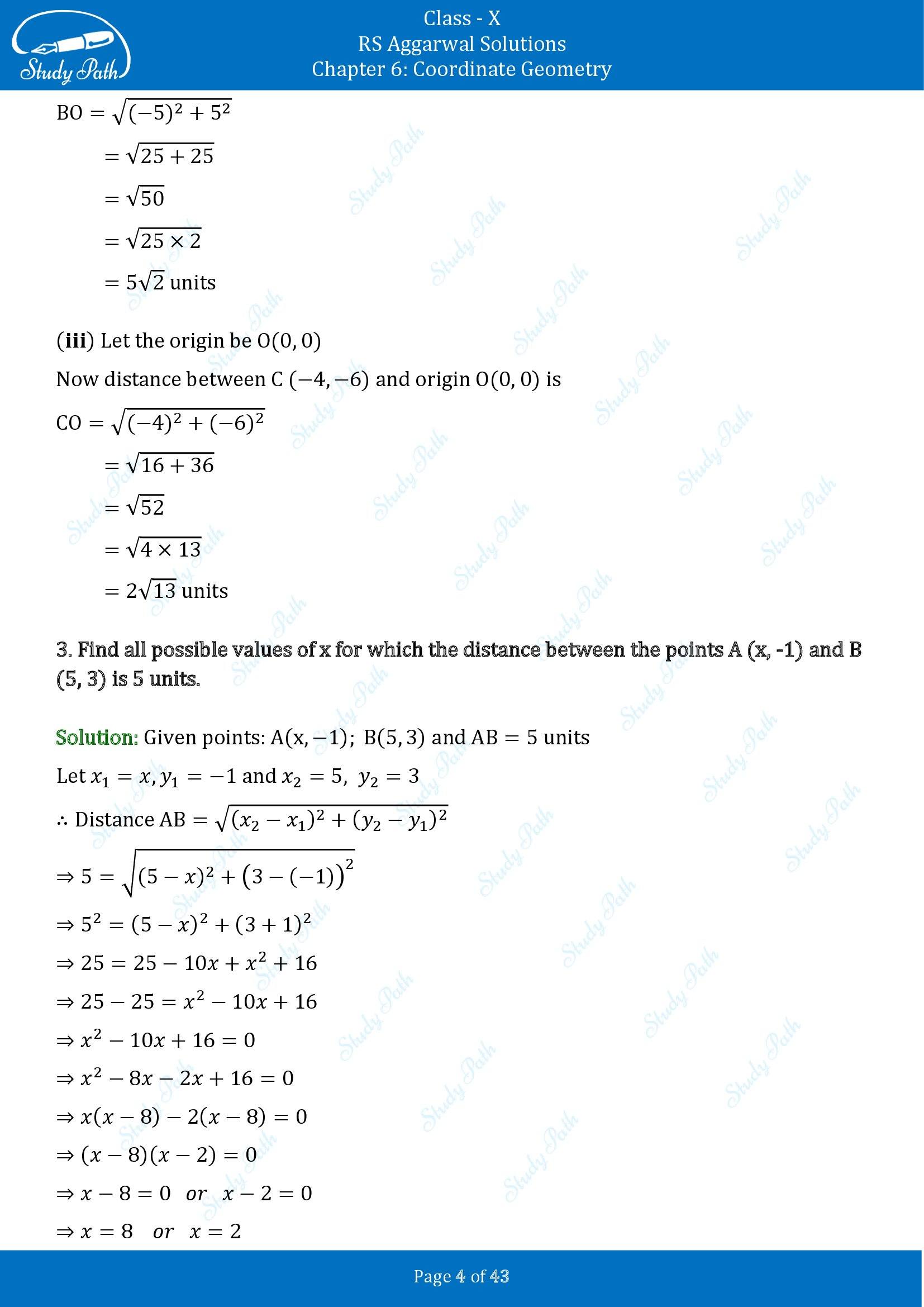 RS Aggarwal Solutions for Class 10 Chapter 6 Coordinate Geometry Exercise 6A 00004