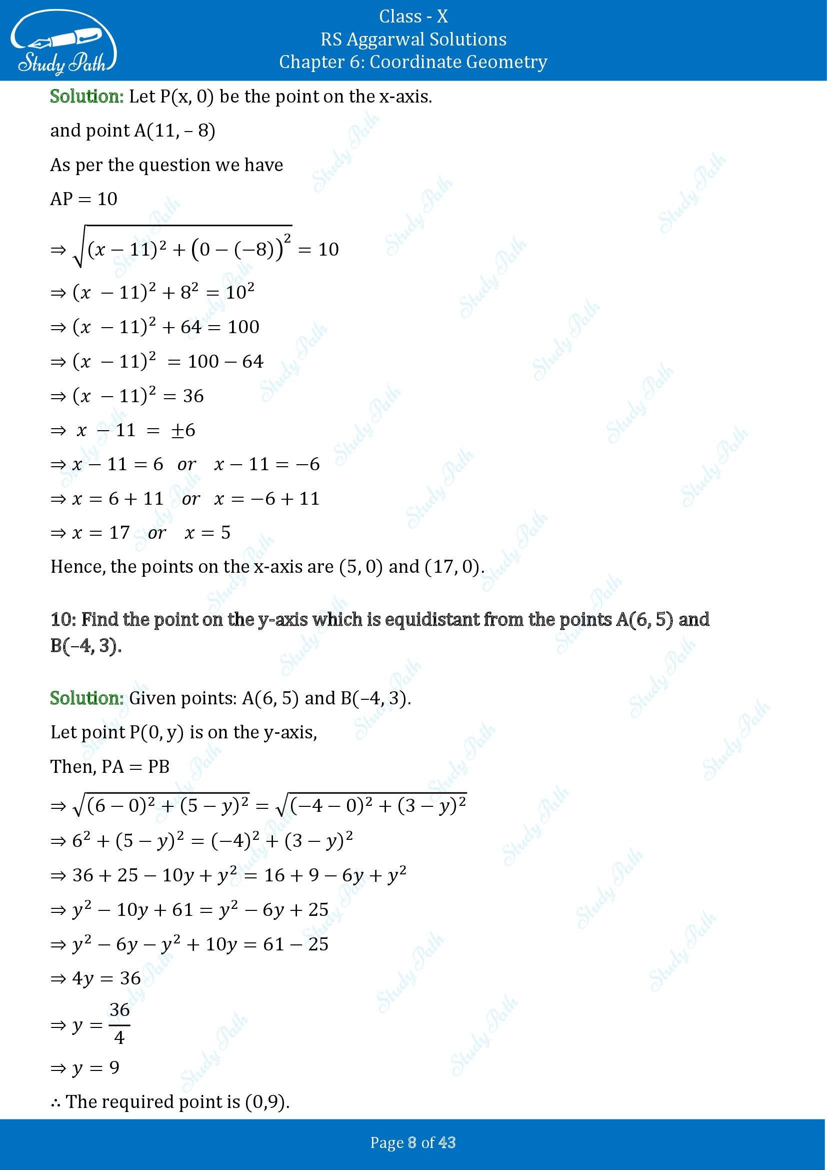 RS Aggarwal Solutions for Class 10 Chapter 6 Coordinate Geometry Exercise 6A 00008