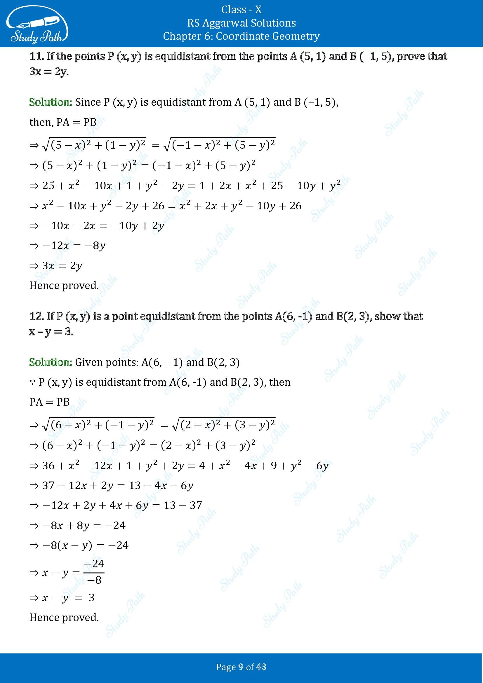 RS Aggarwal Solutions for Class 10 Chapter 6 Coordinate Geometry Exercise 6A 00009