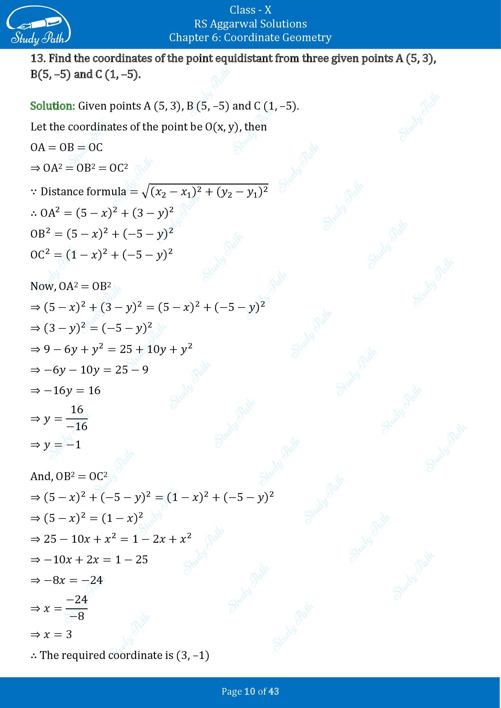 RS Aggarwal Solutions for Class 10 Chapter 6 Coordinate Geometry Exercise 6A 00010
