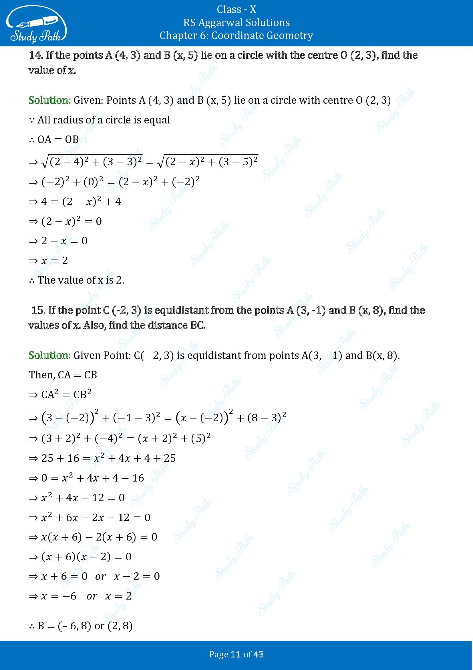 RS Aggarwal Solutions for Class 10 Chapter 6 Coordinate Geometry Exercise 6A 00011