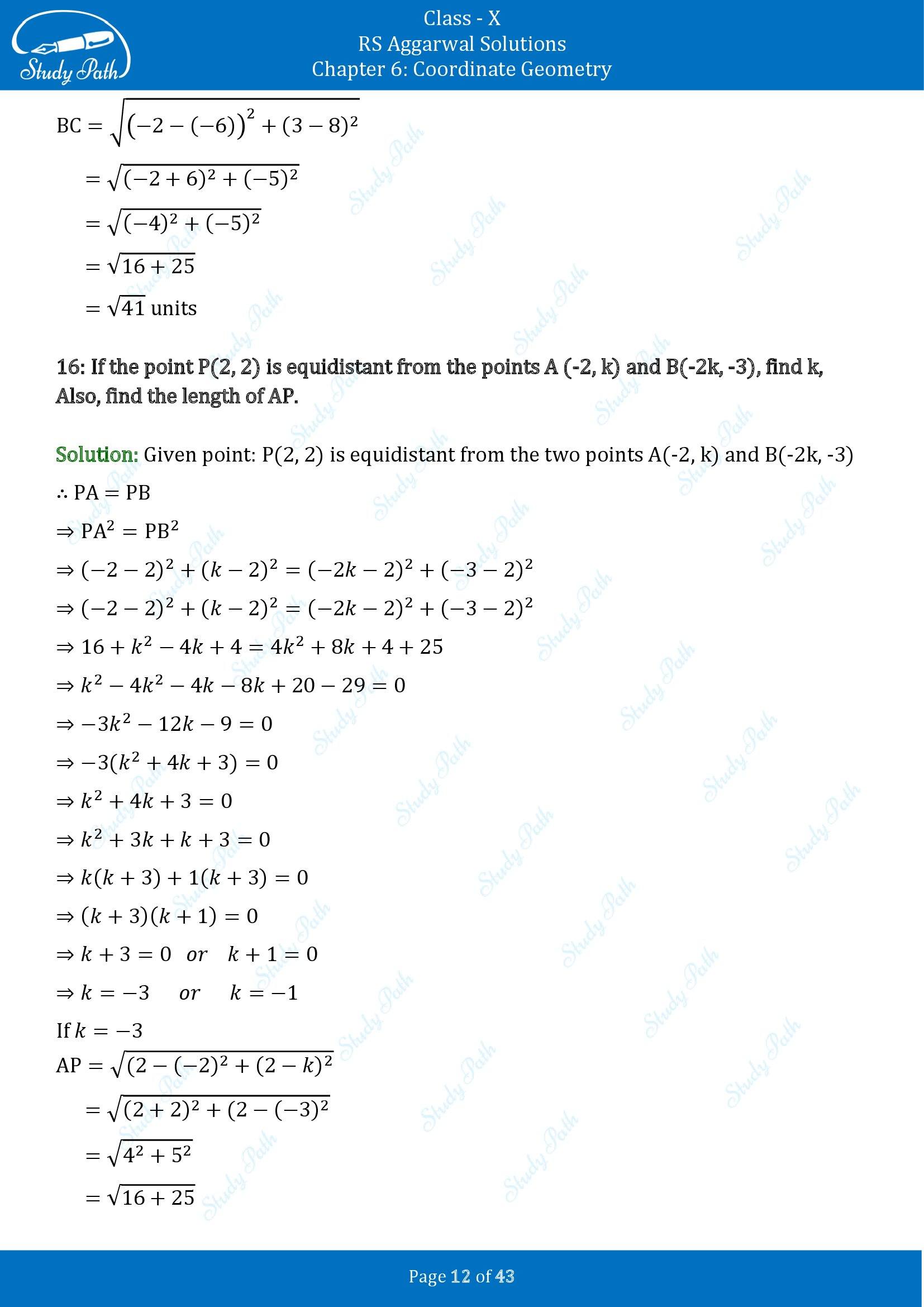 RS Aggarwal Solutions for Class 10 Chapter 6 Coordinate Geometry Exercise 6A 00012