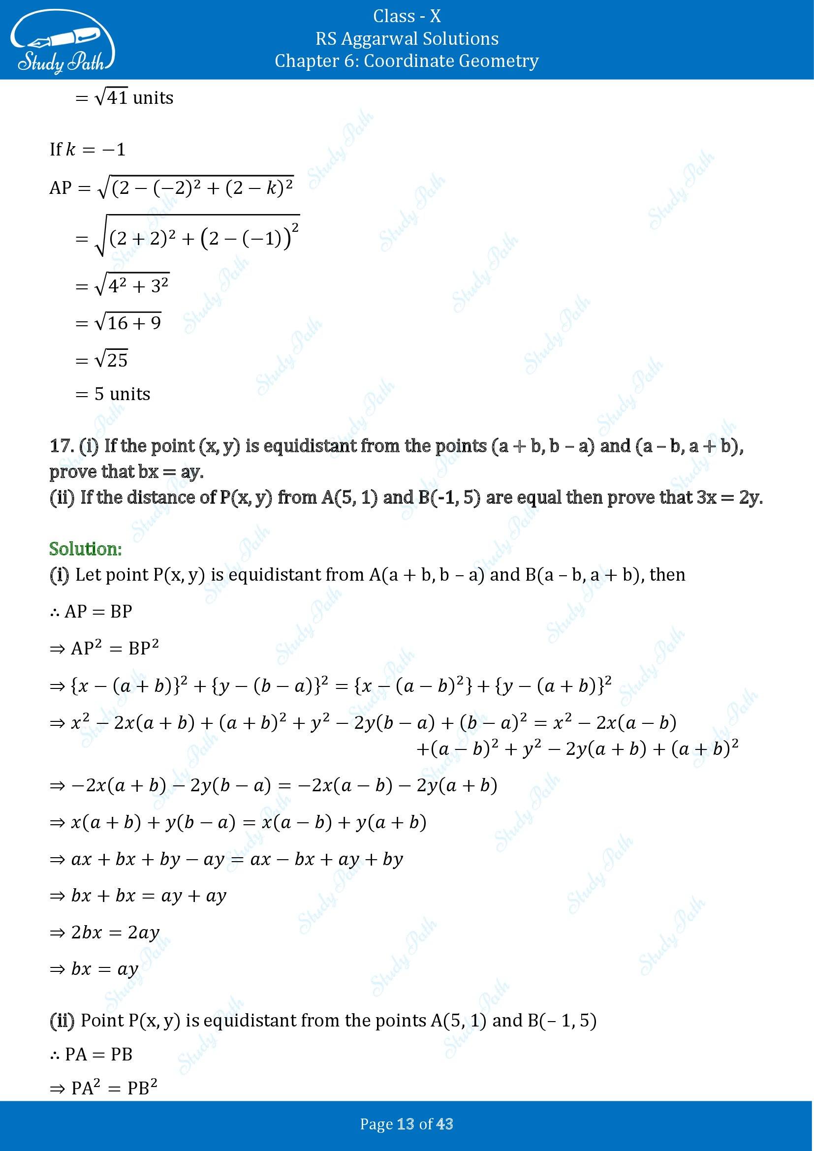 RS Aggarwal Solutions for Class 10 Chapter 6 Coordinate Geometry Exercise 6A 00013