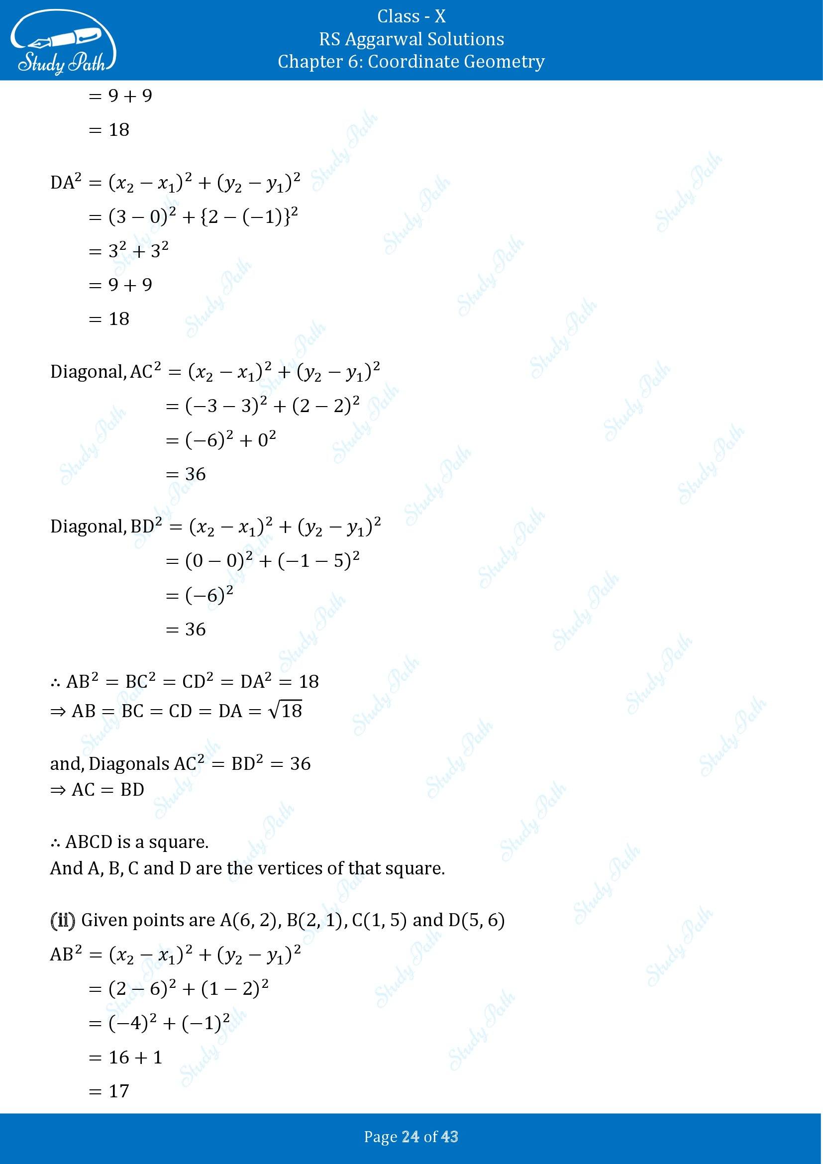 RS Aggarwal Solutions for Class 10 Chapter 6 Coordinate Geometry Exercise 6A 00024