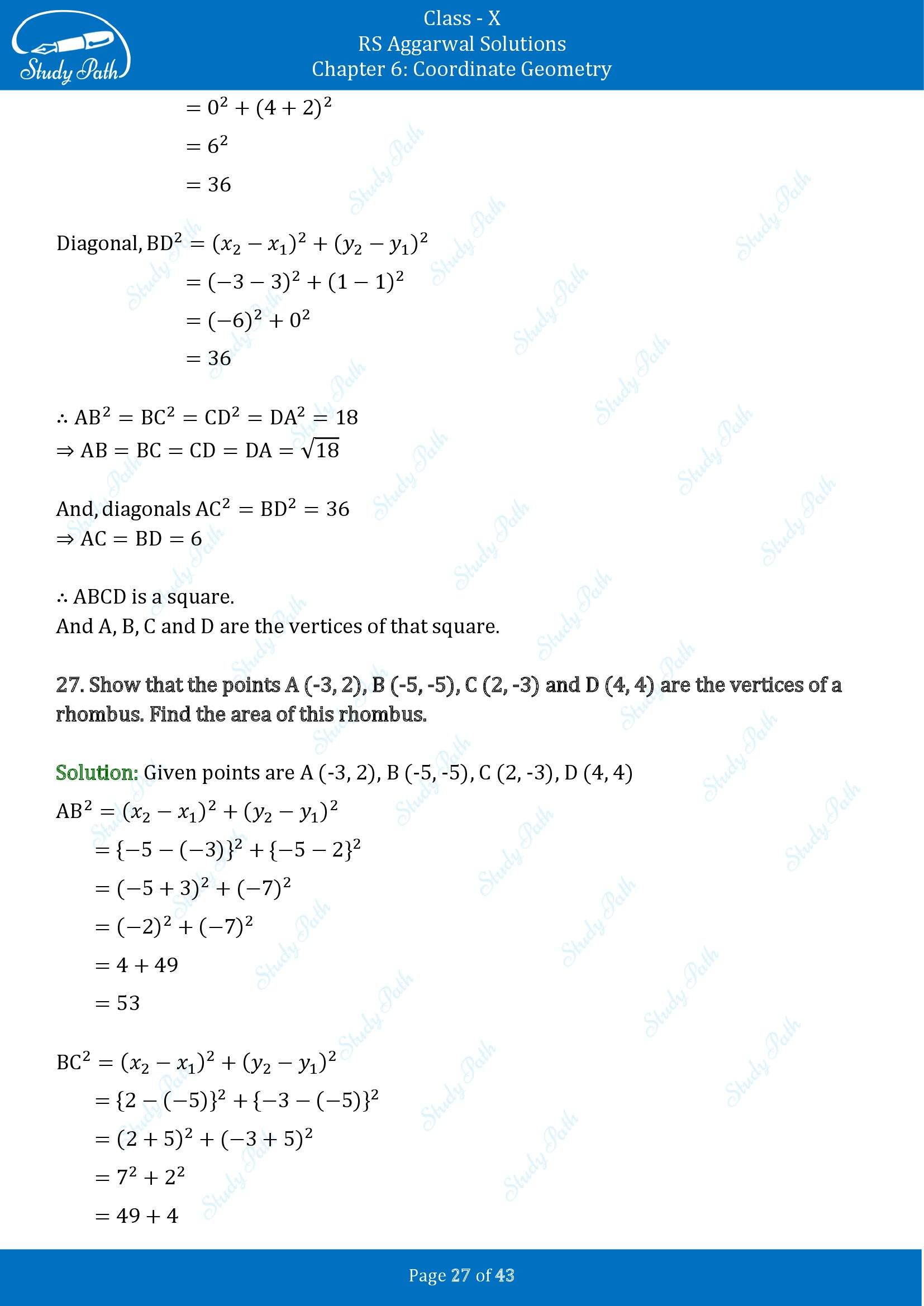 RS Aggarwal Solutions for Class 10 Chapter 6 Coordinate Geometry Exercise 6A 00027