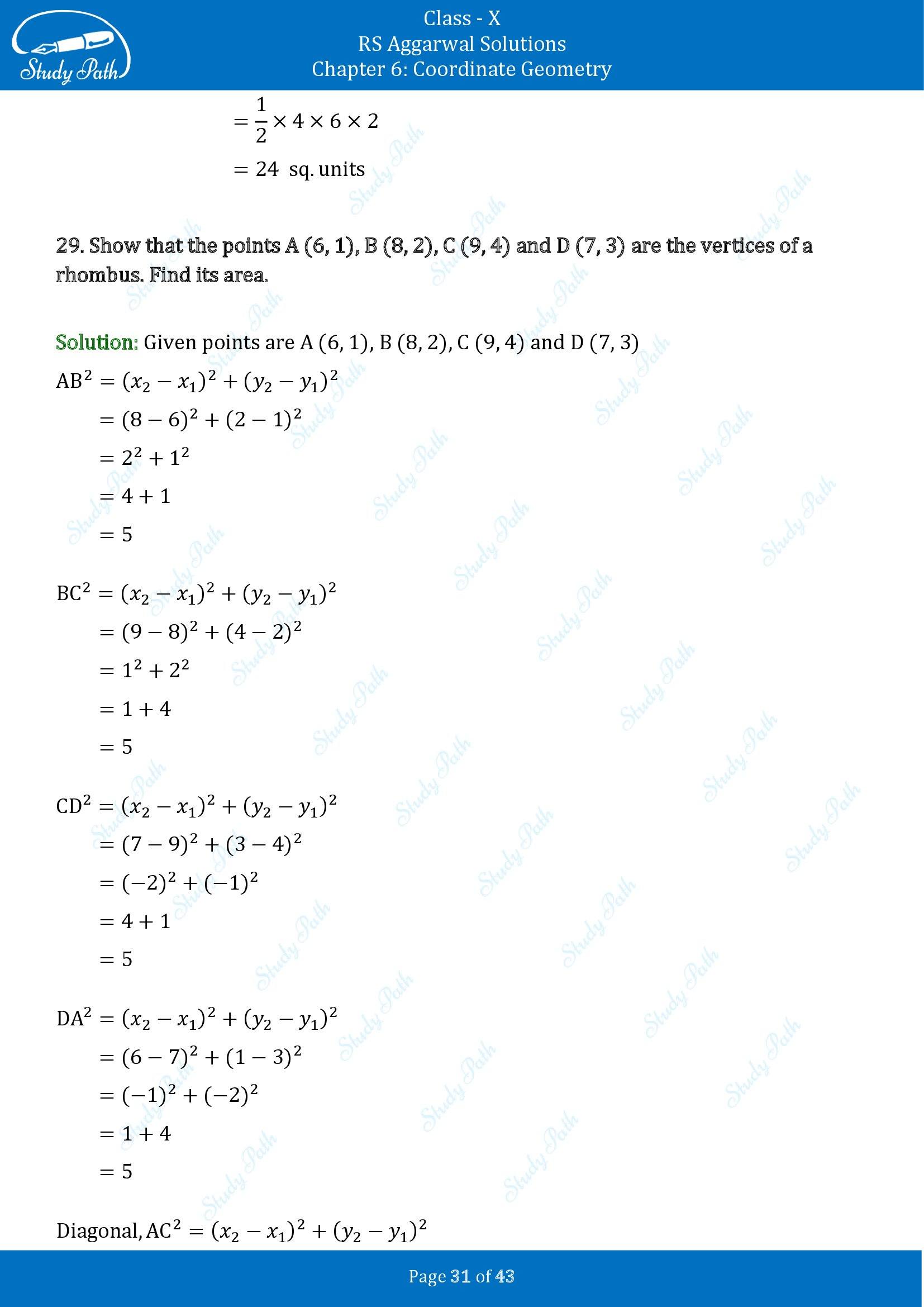 RS Aggarwal Solutions for Class 10 Chapter 6 Coordinate Geometry Exercise 6A 00031