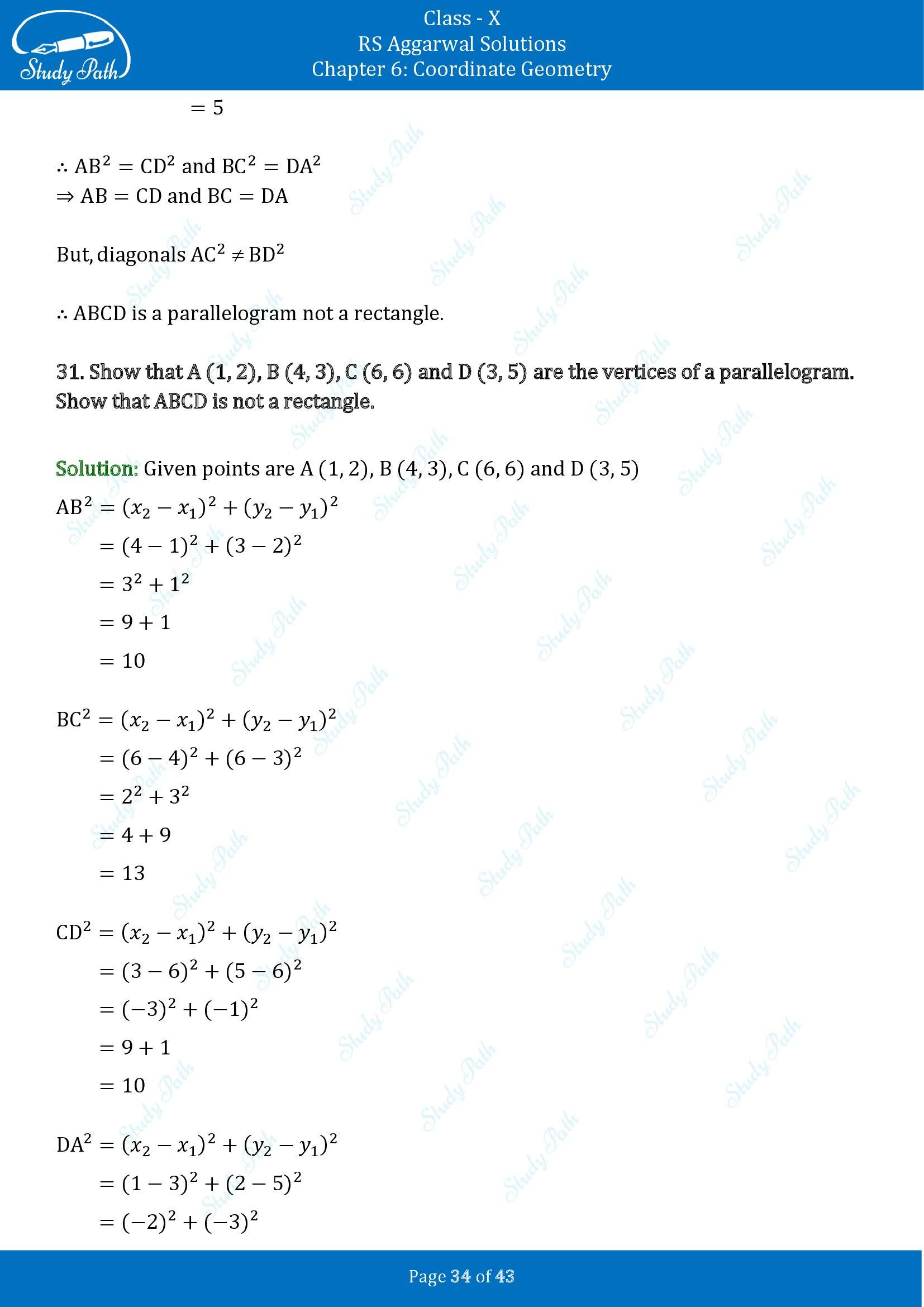 RS Aggarwal Solutions for Class 10 Chapter 6 Coordinate Geometry Exercise 6A 00034