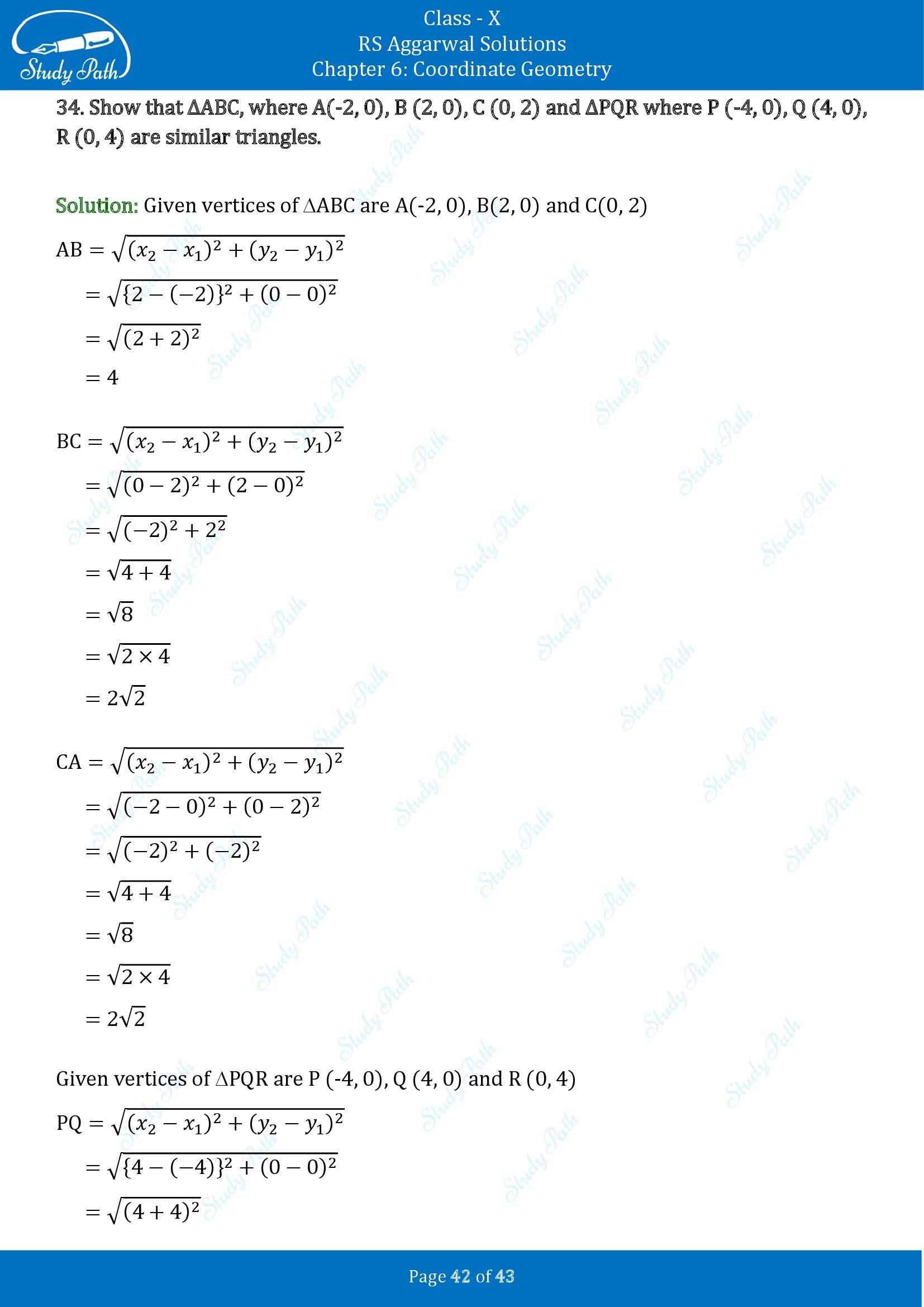 RS Aggarwal Solutions for Class 10 Chapter 6 Coordinate Geometry Exercise 6A 00042