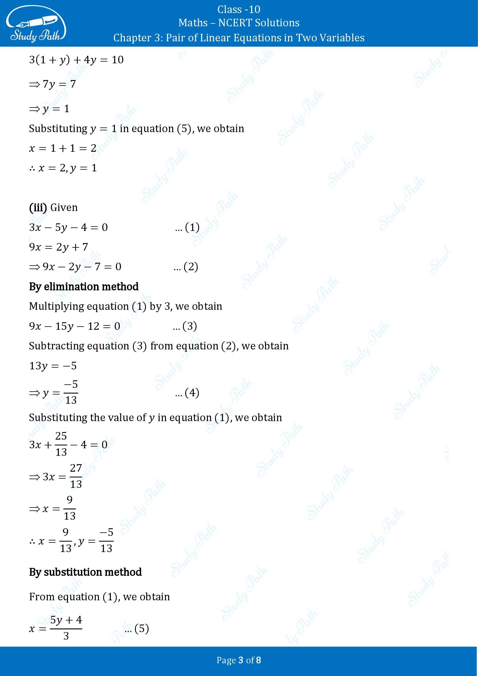 NCERT Solutions for Class 10 Maths Chapter 3 Pair of Linear Equations in Two Variables Exercise 3.3 00003