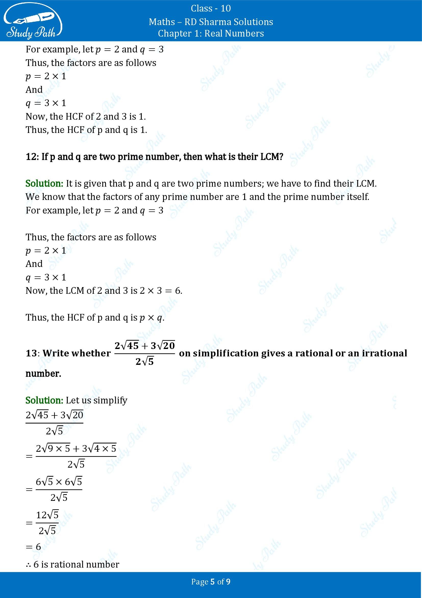 RD Sharma Solutions Class 10 Chapter 1 Real Numbers Very Short Answer Type Questions VSAQs 00005