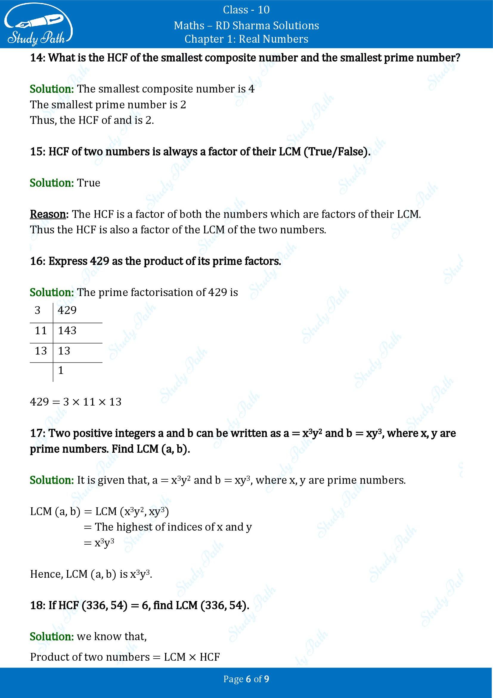 RD Sharma Solutions Class 10 Chapter 1 Real Numbers Very Short Answer Type Questions VSAQs 00006