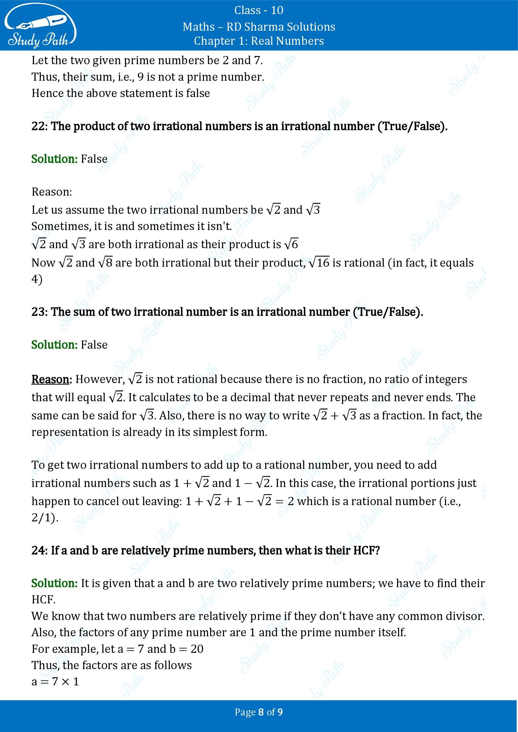 RD Sharma Solutions Class 10 Chapter 1 Real Numbers Very Short Answer Type Questions VSAQs 00008