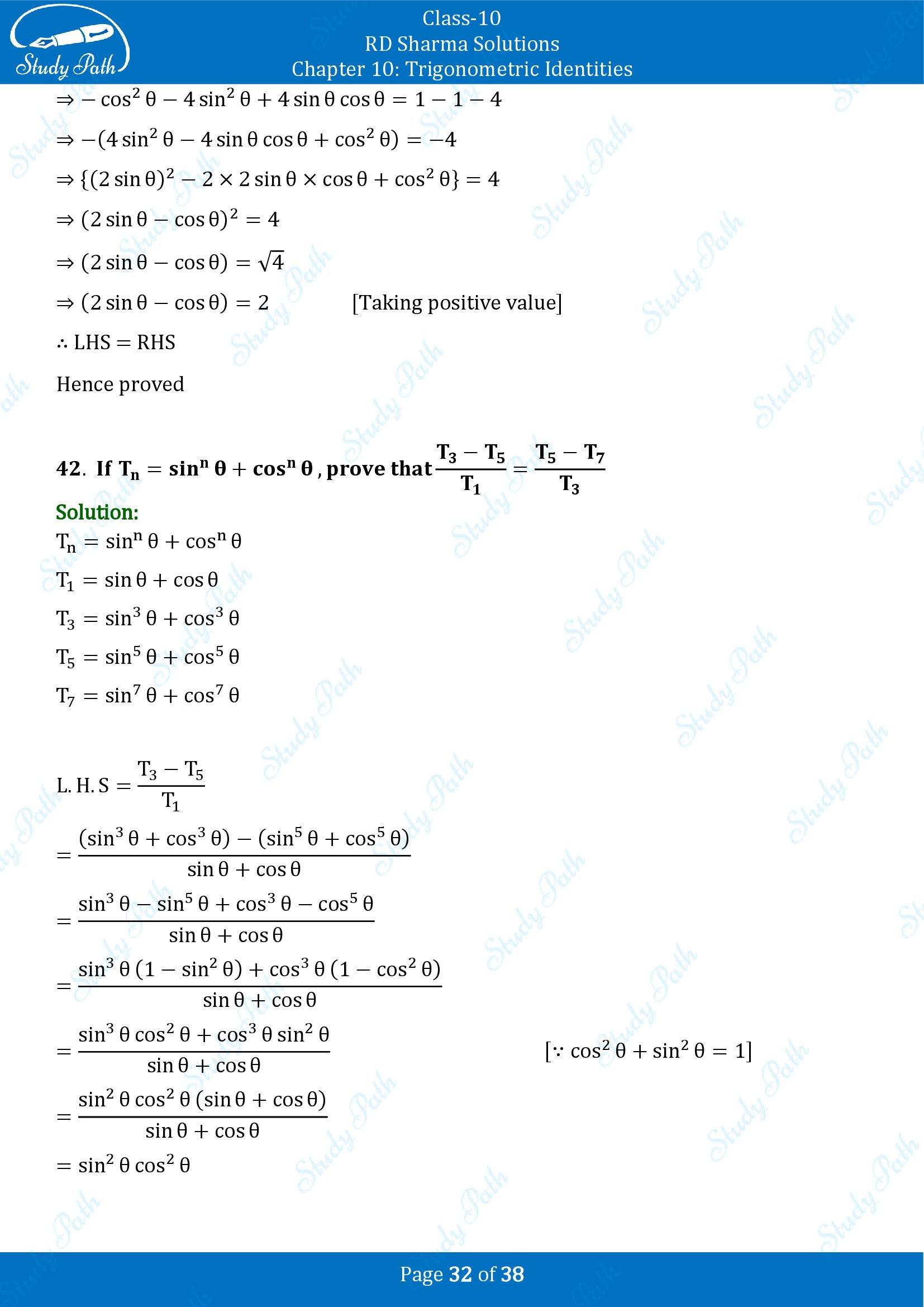 RD Sharma Solutions Class 10 Chapter 10 Trigonometric Identities Exercise 10.1 00032