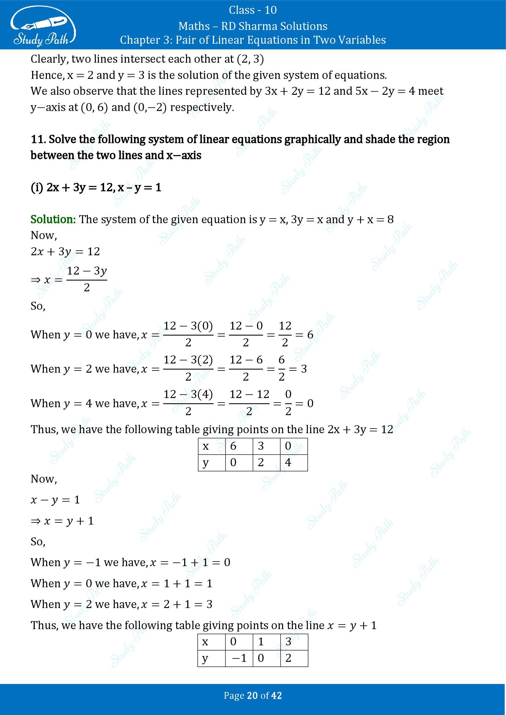 RD Sharma Solutions Class 10 Chapter 3 Pair of Linear Equations in Two Variables Exercise 3.2 00020